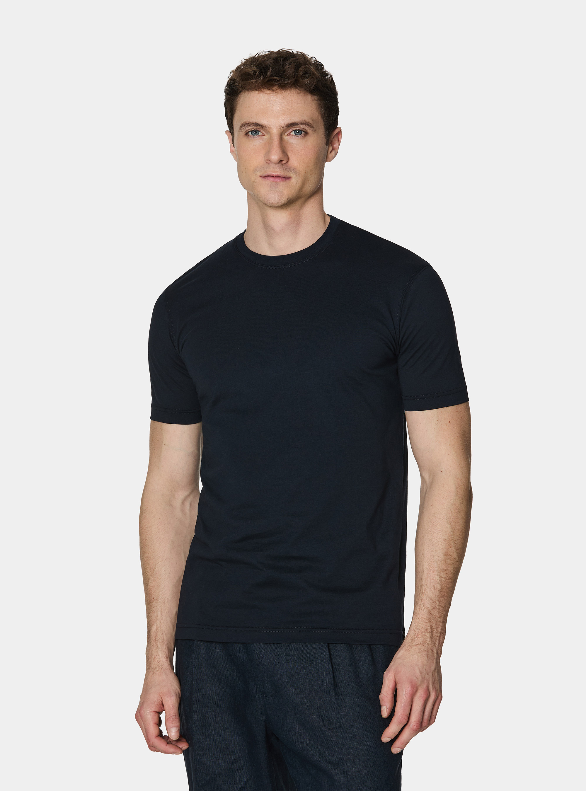 T-shirt mezza manica in cotone Supima, BLU NAVY