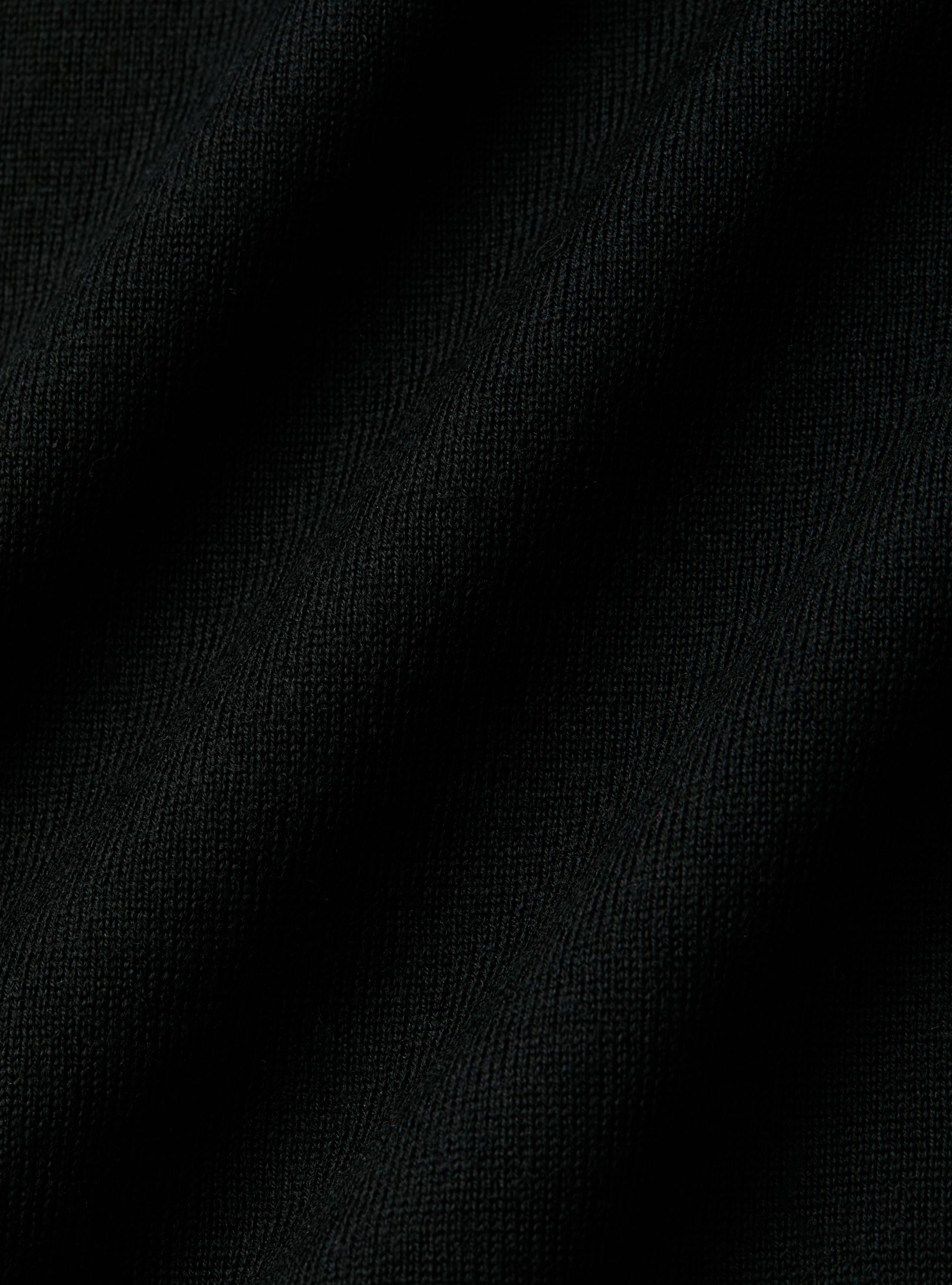 Punto de cuello redondo de pura lana merina extrafina, NEGRO