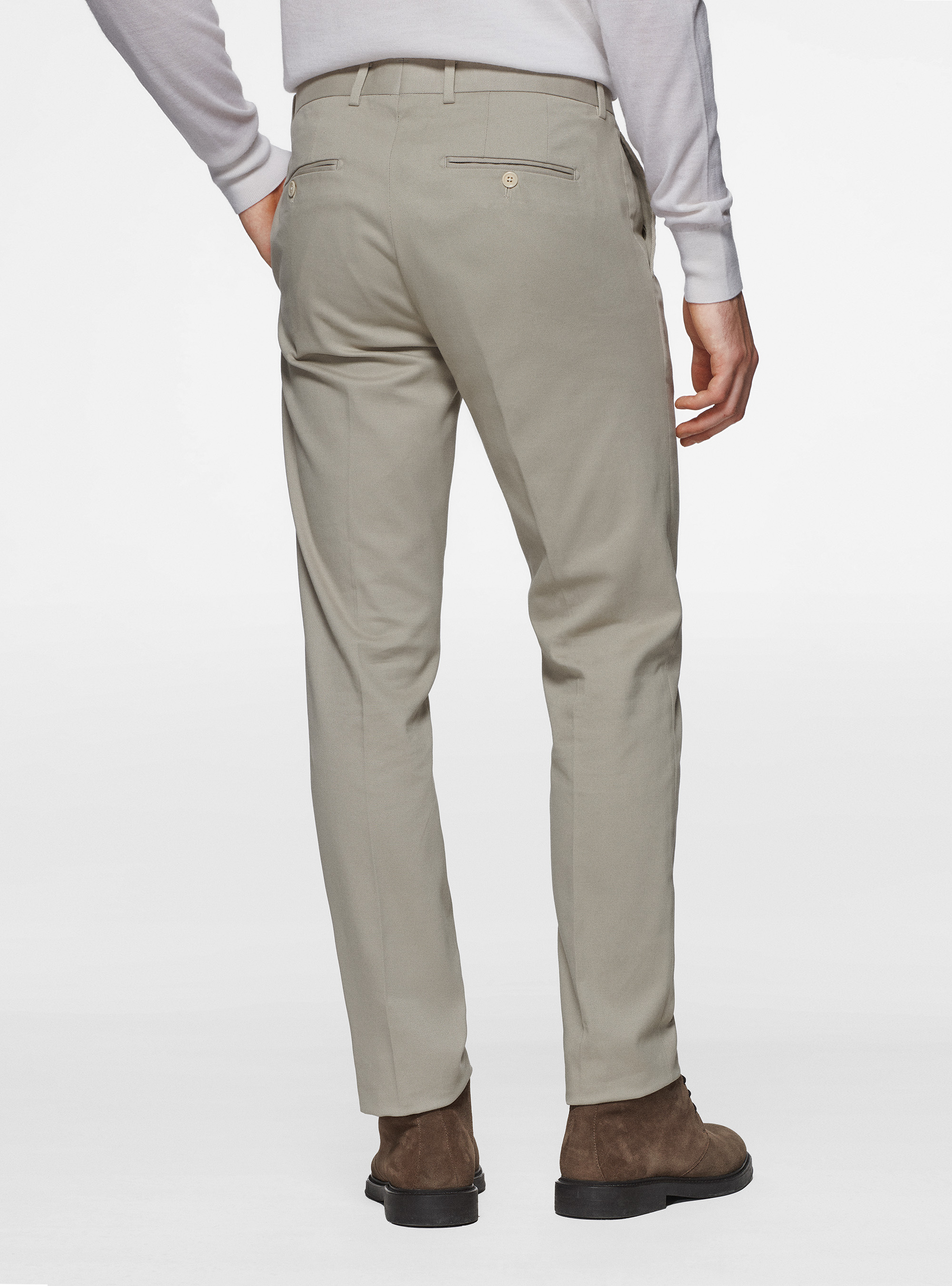 Pantaloni in cotone smerigliato, ECRU