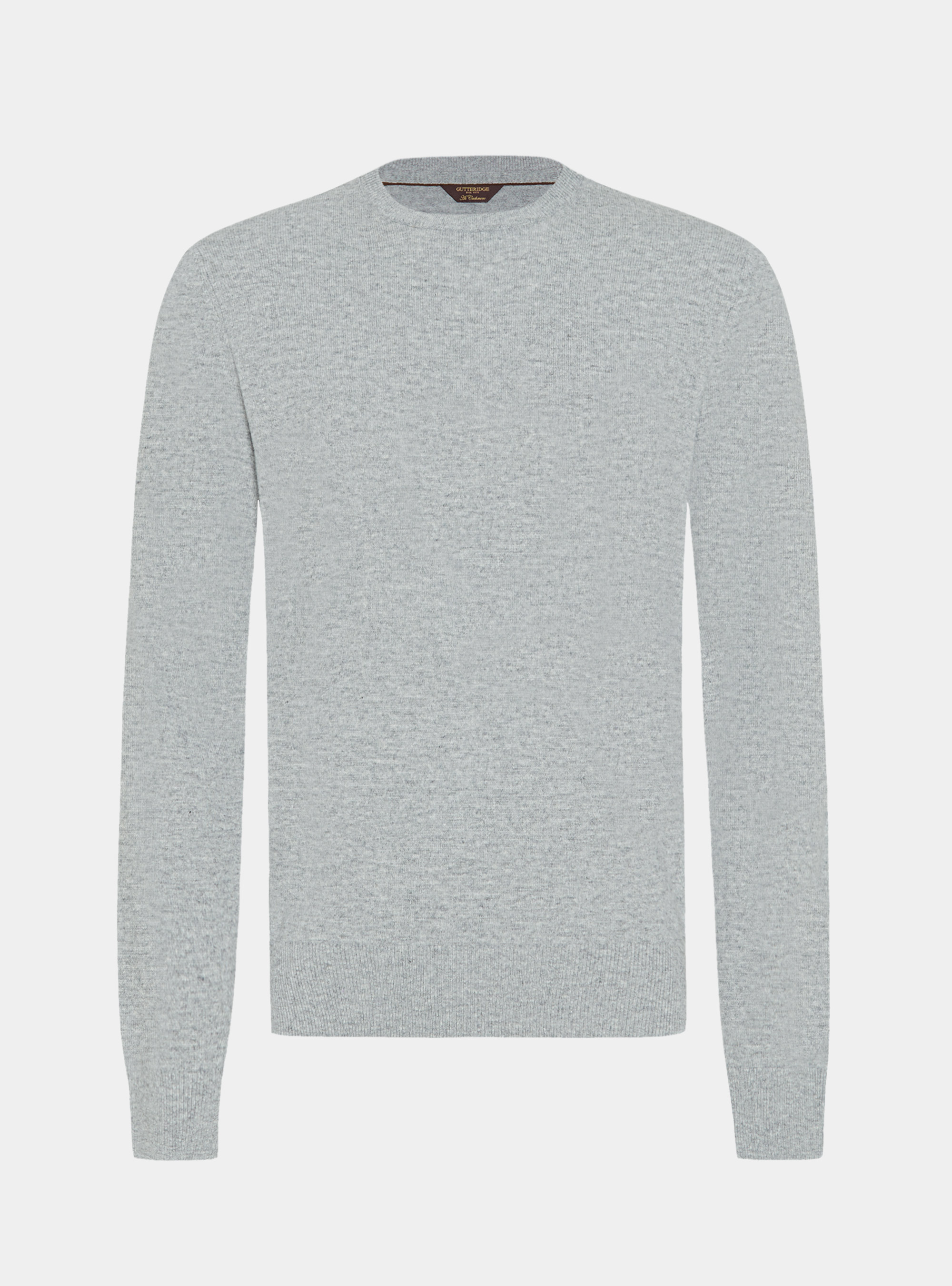 Lambswool and cashmere crewneck sweater, LIGHT GREY MELANGE