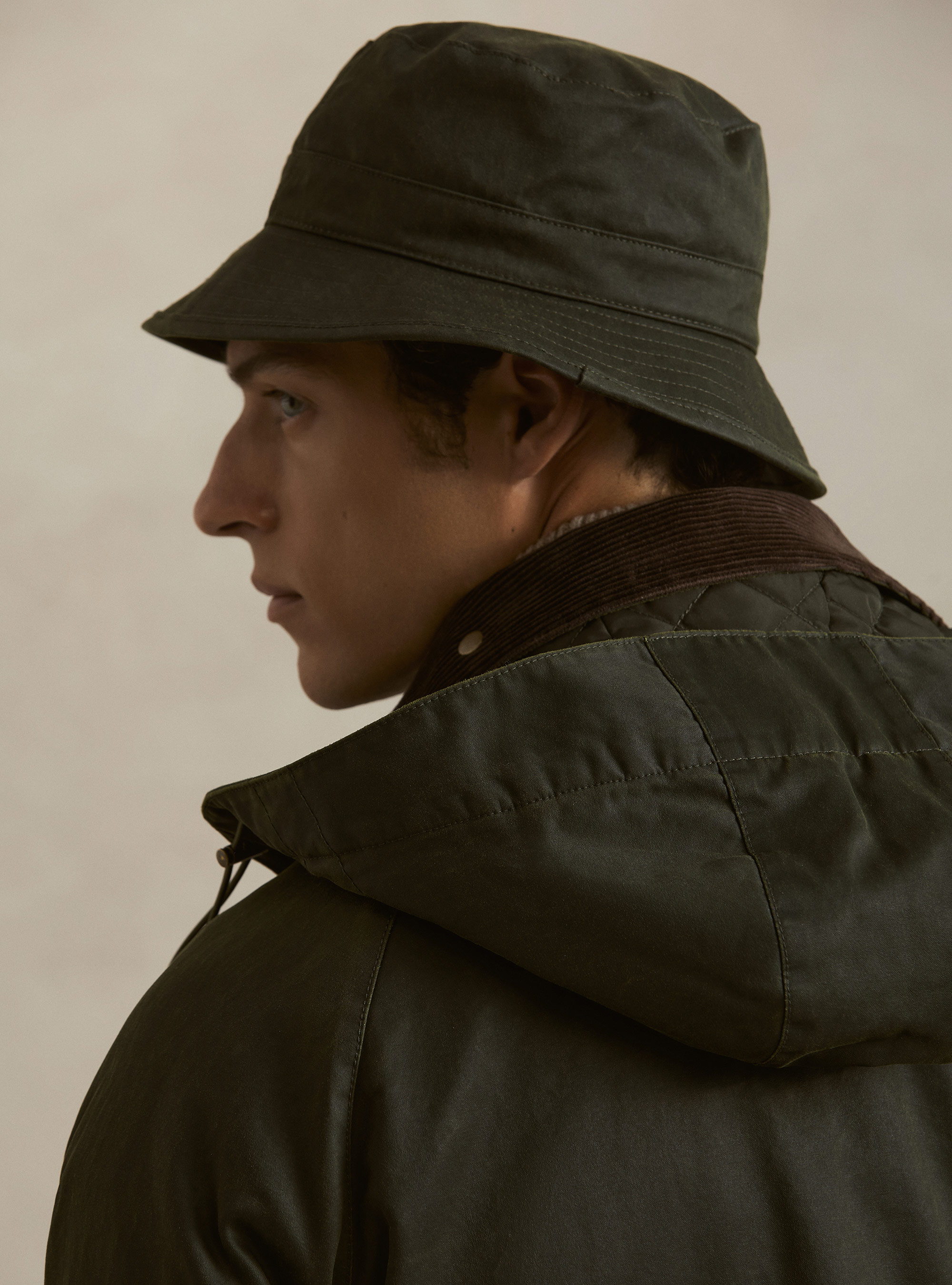 Cotton-blend waxed jacket, GREEN