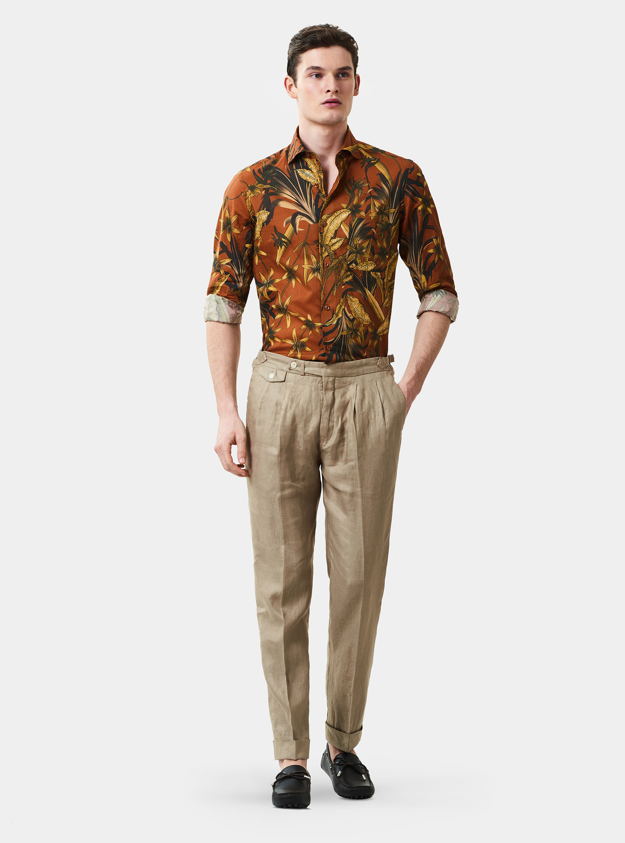 Pantalones de lino con doble pinza, BARRO