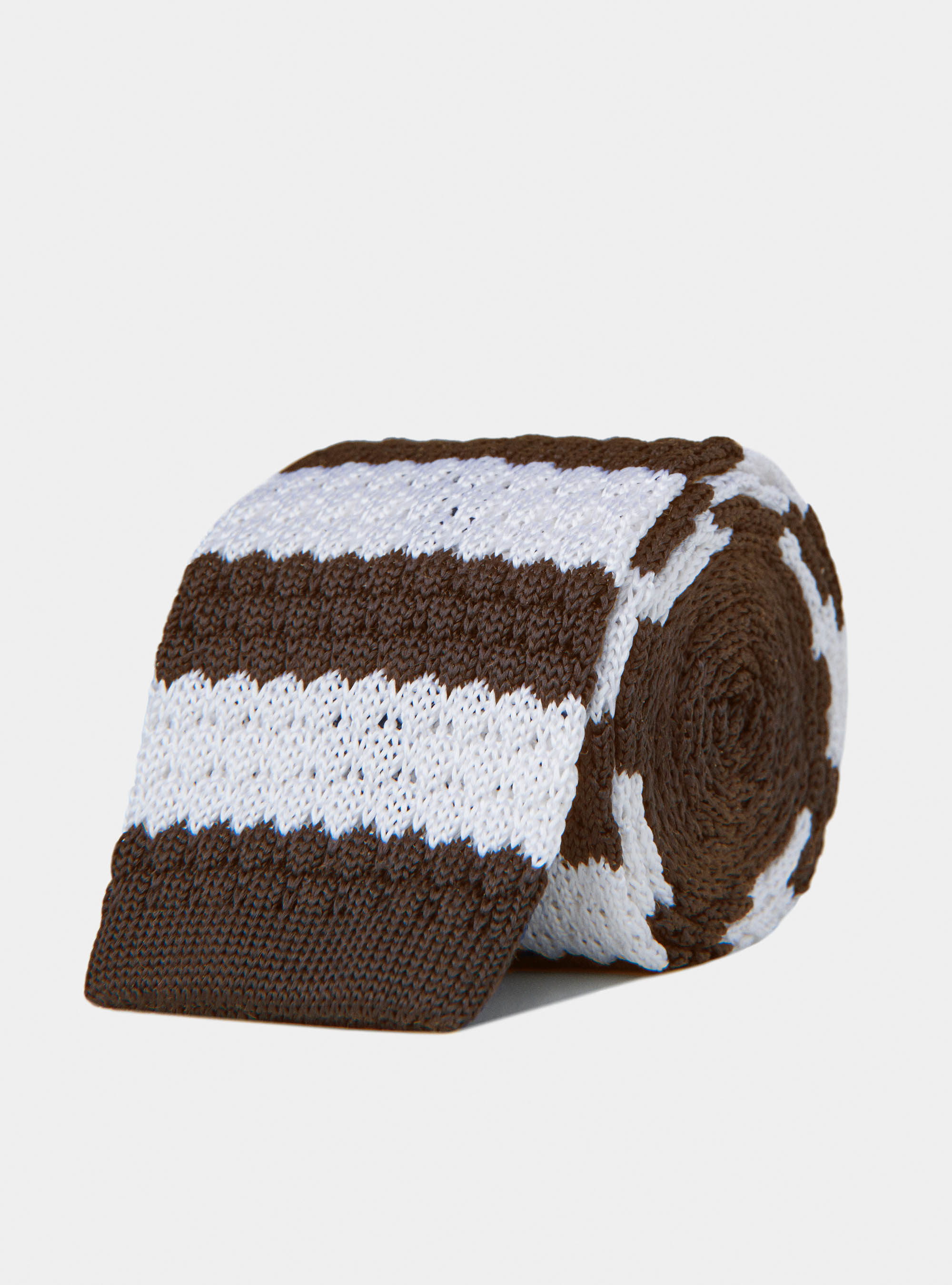 Cravatta in maglia a righe, MARRONE 0508C