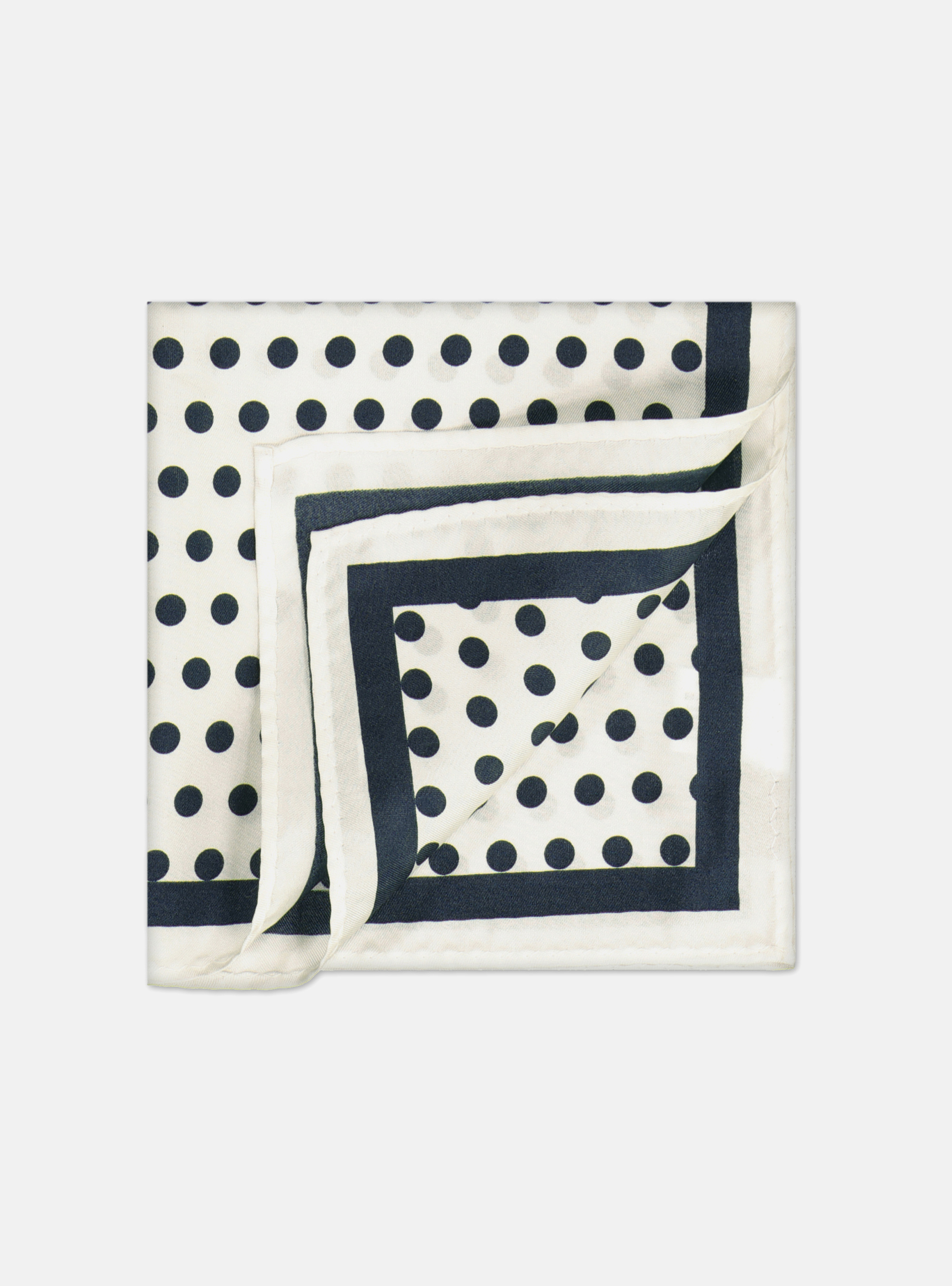 POLKA DOT SILK POCHETTE, NAVY BLUE