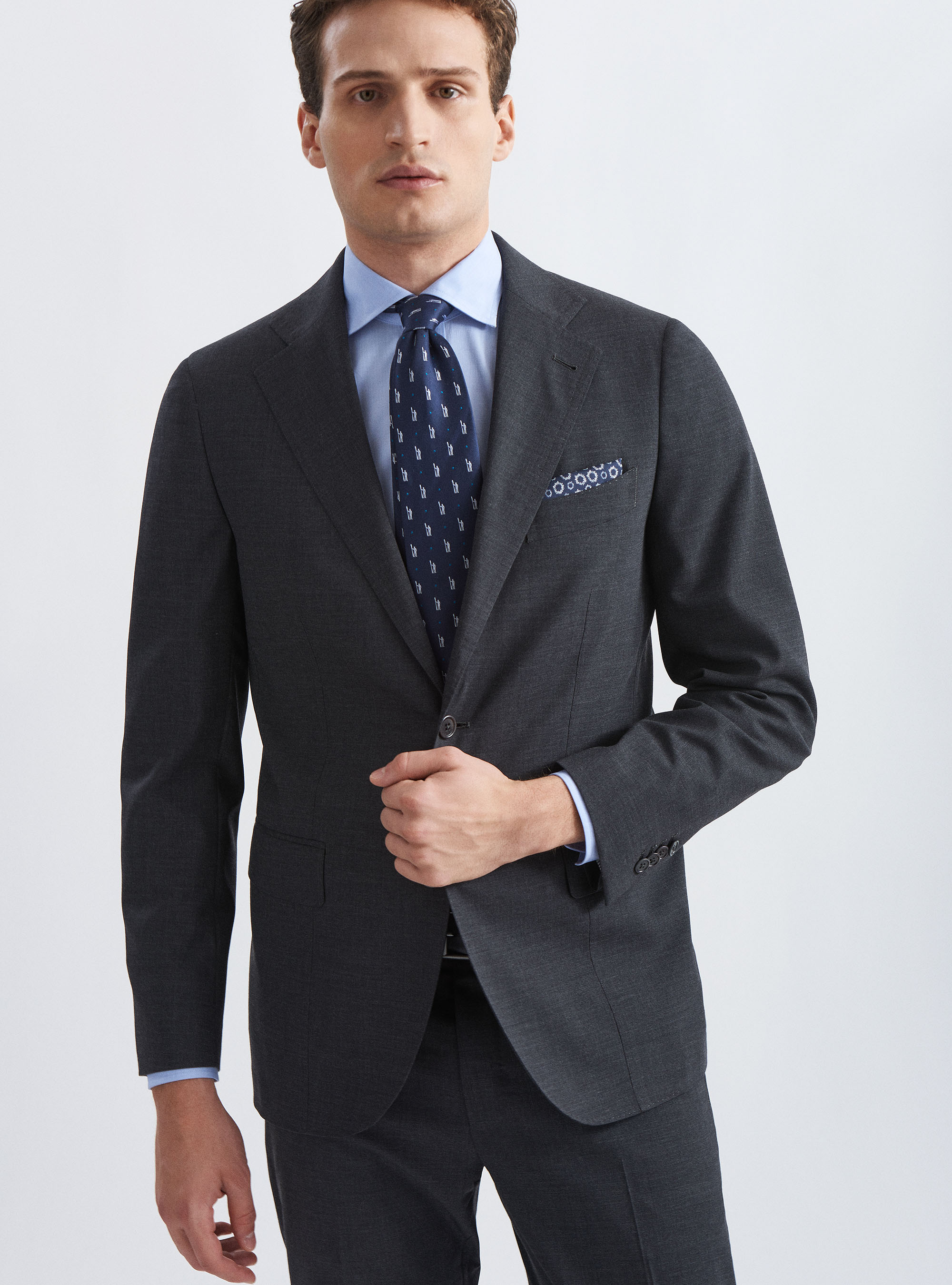 Giacca per abito in fresco lana, ASFALTO 0112C