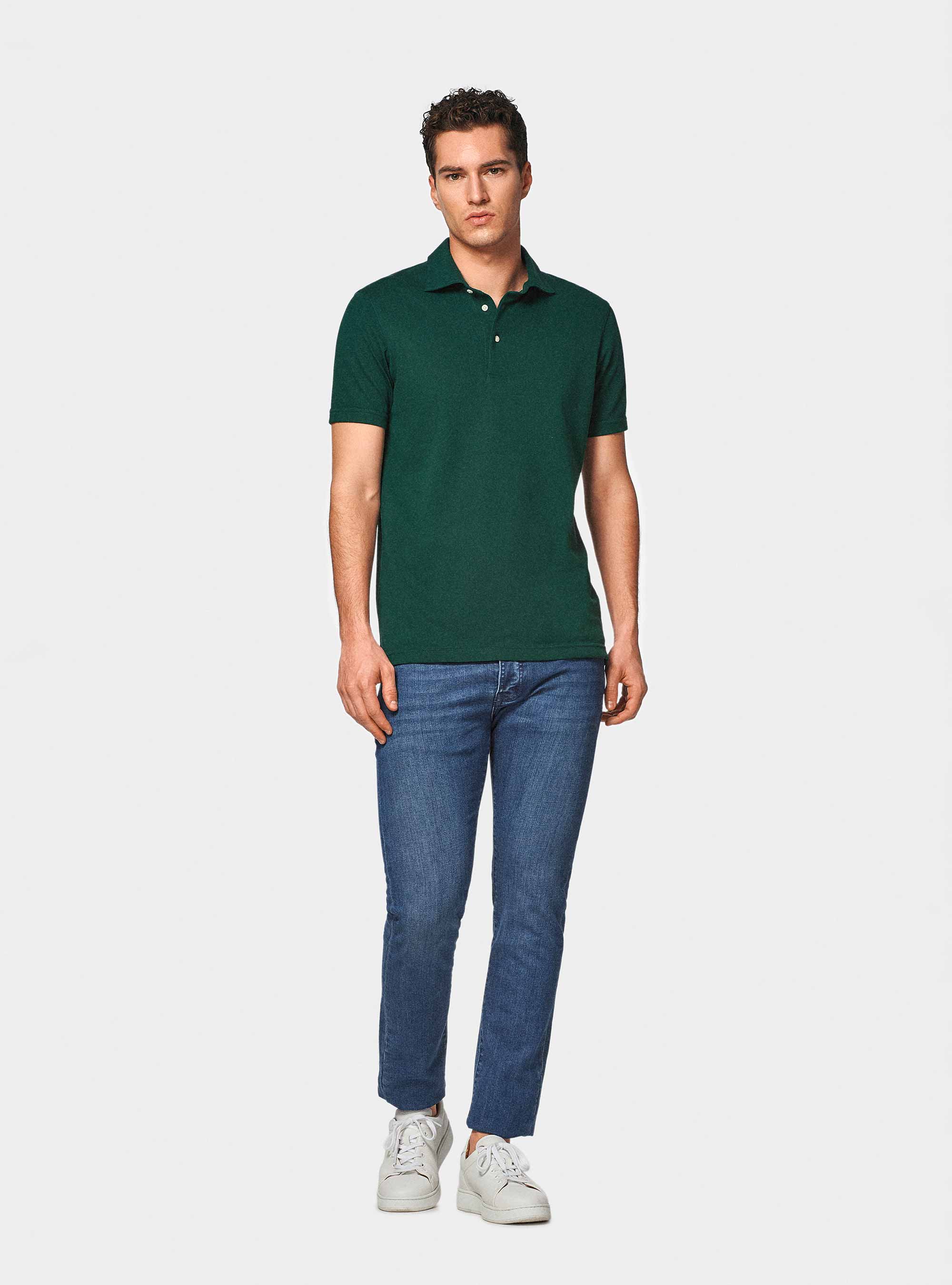 Polo de piqu&eacute; el&aacute;stico GT01, VERDE OLIVA