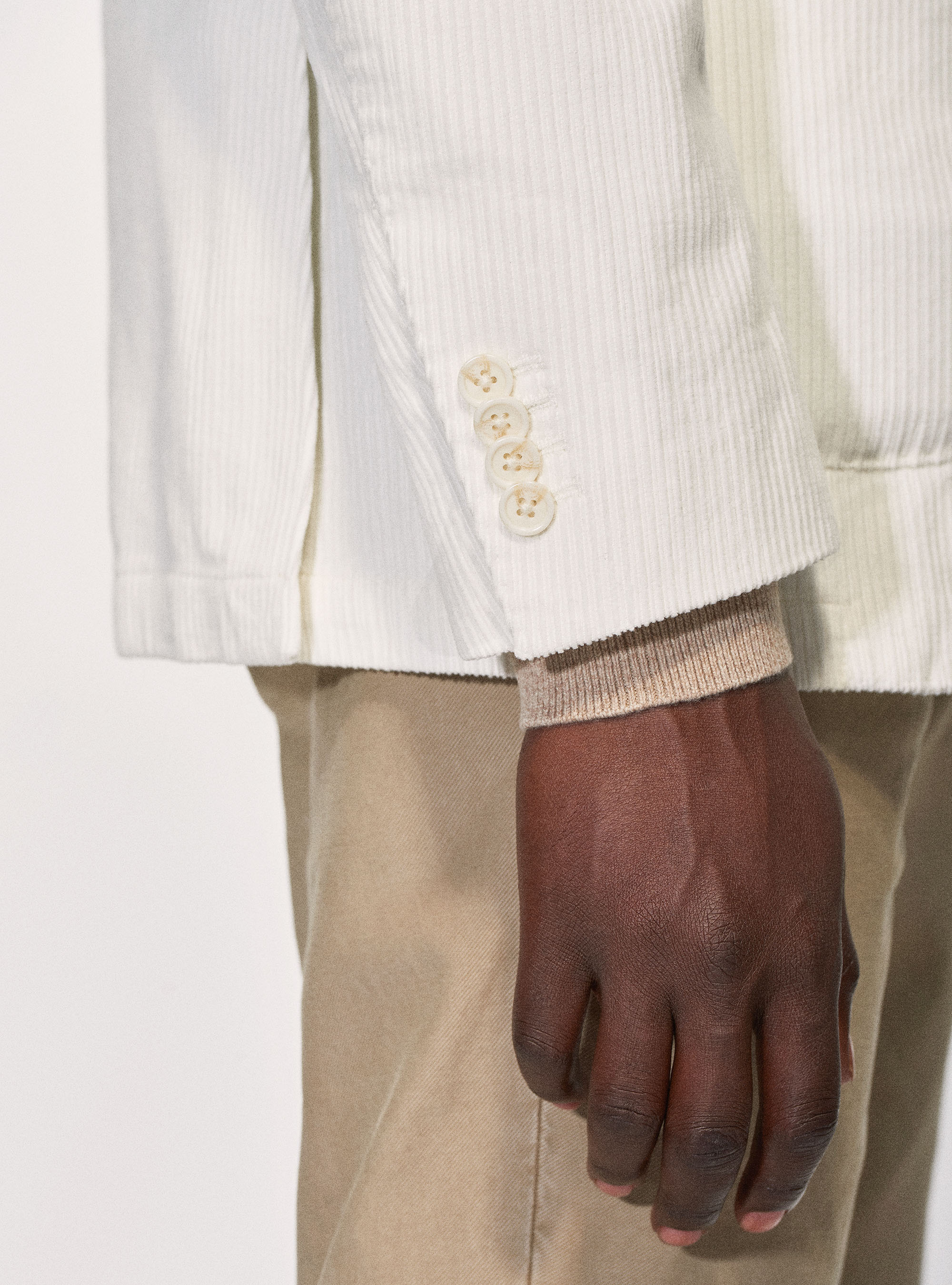 Giacca in velluto a coste di cotone, PANNA