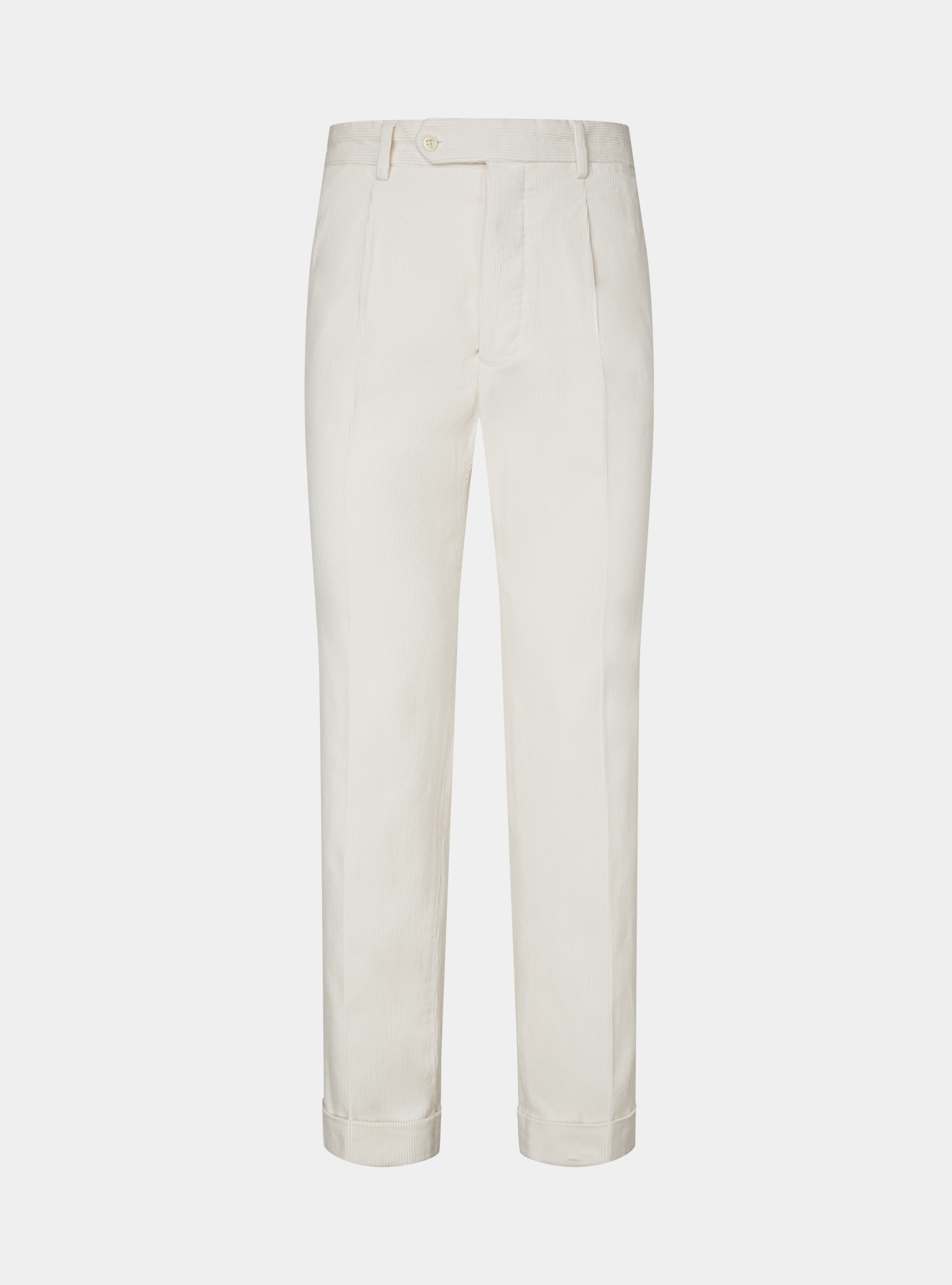 Pantaloni in velluto con pince, BIANCO