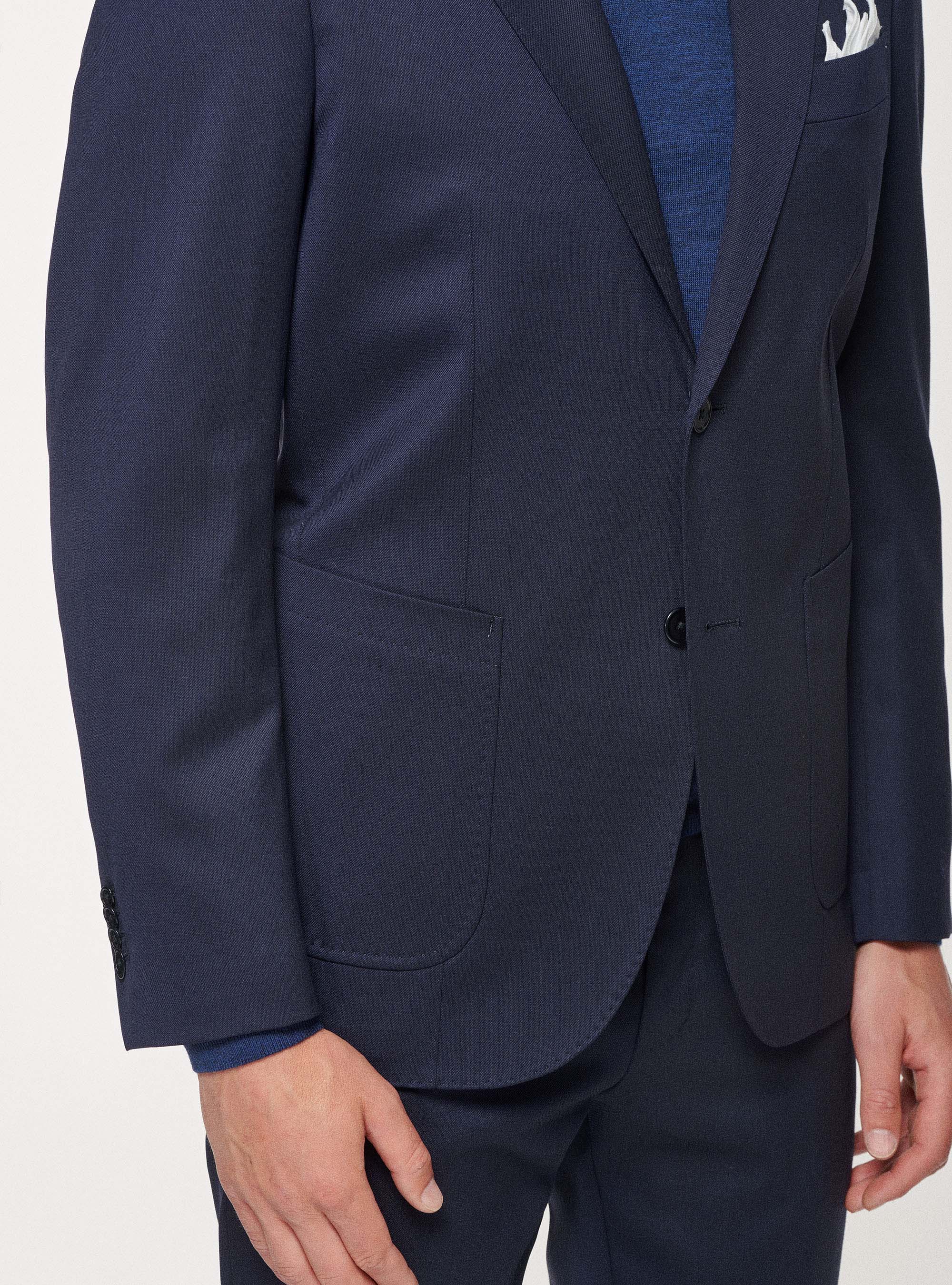 Travel blazer in pure stretch wool, NAVY BLUE