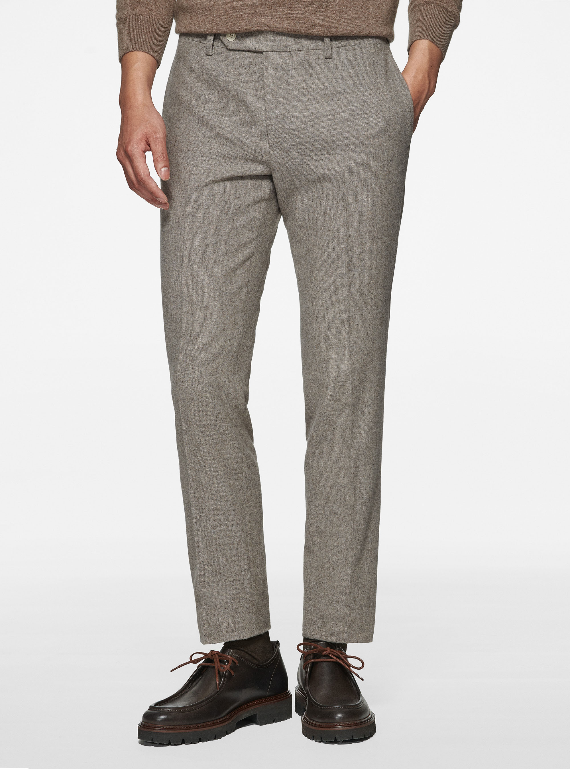 Pantaloni in flanella di misto lana Duemilagori, SABBIA