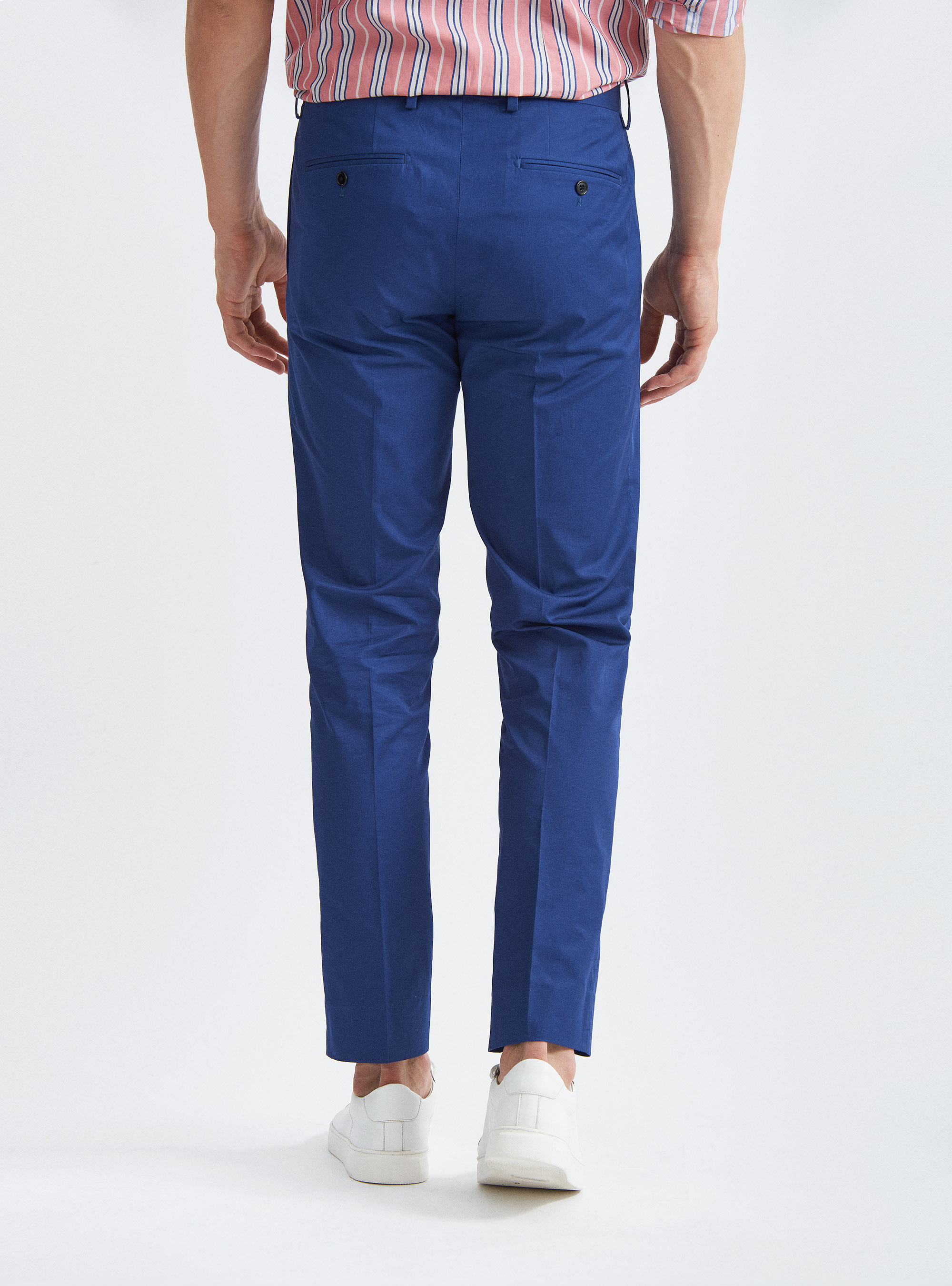 Pantaloni per abito in puro cotone, BLU