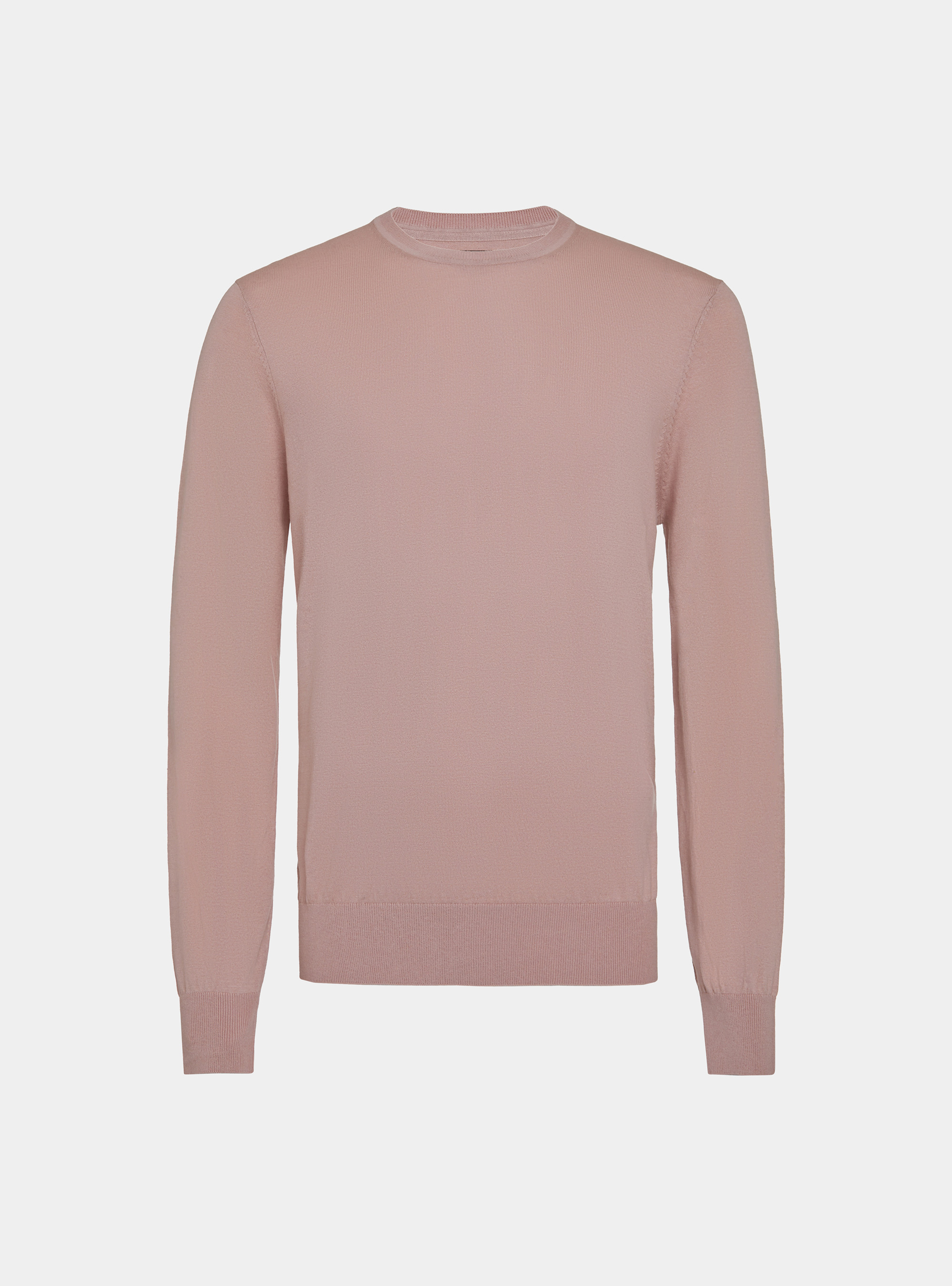 Maglia girocollo in cotone seta e cashmere, 0441C ROSA SCURO