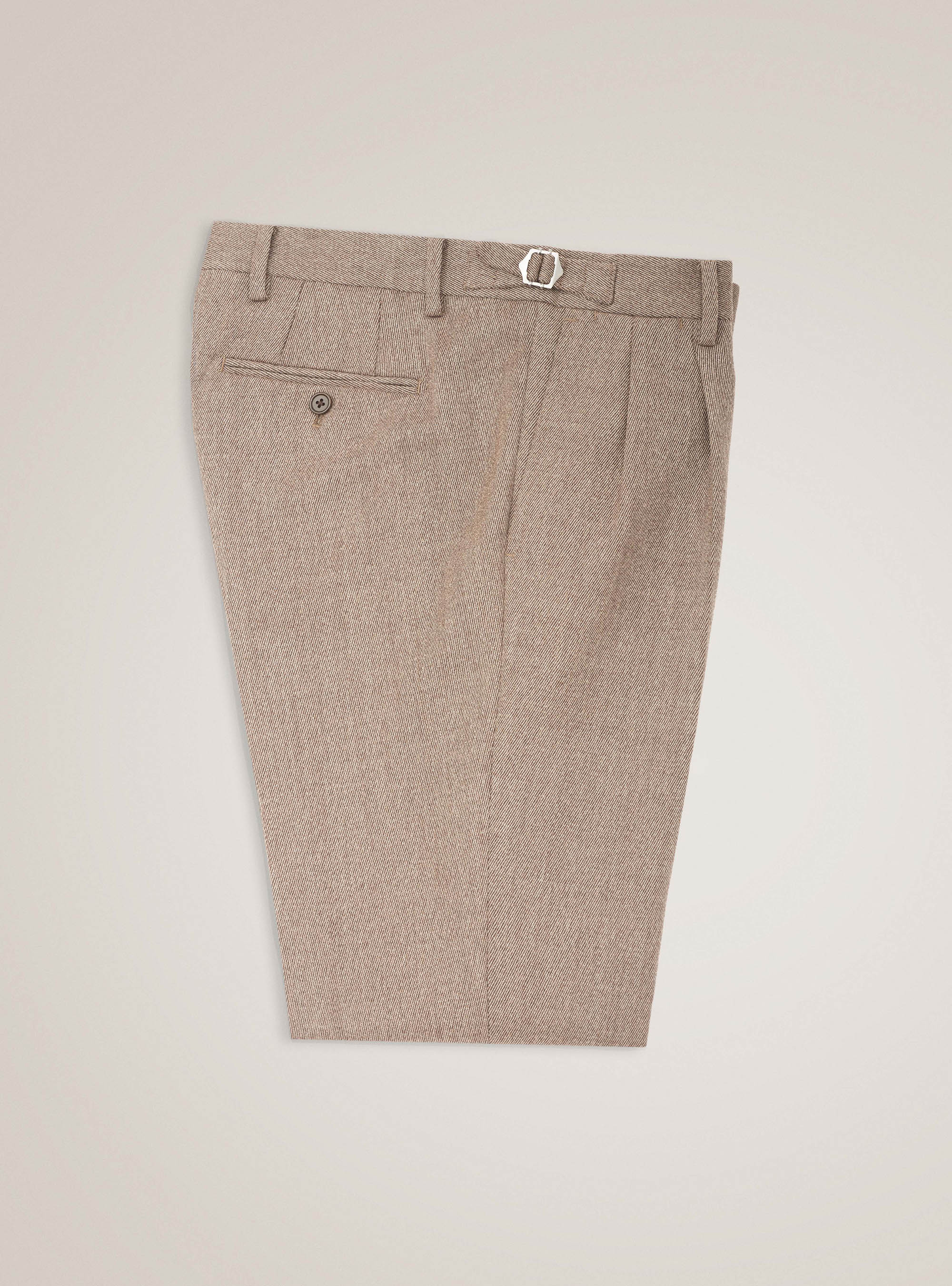 Pantaloni in twill di lana con doppia pinces, ECRU