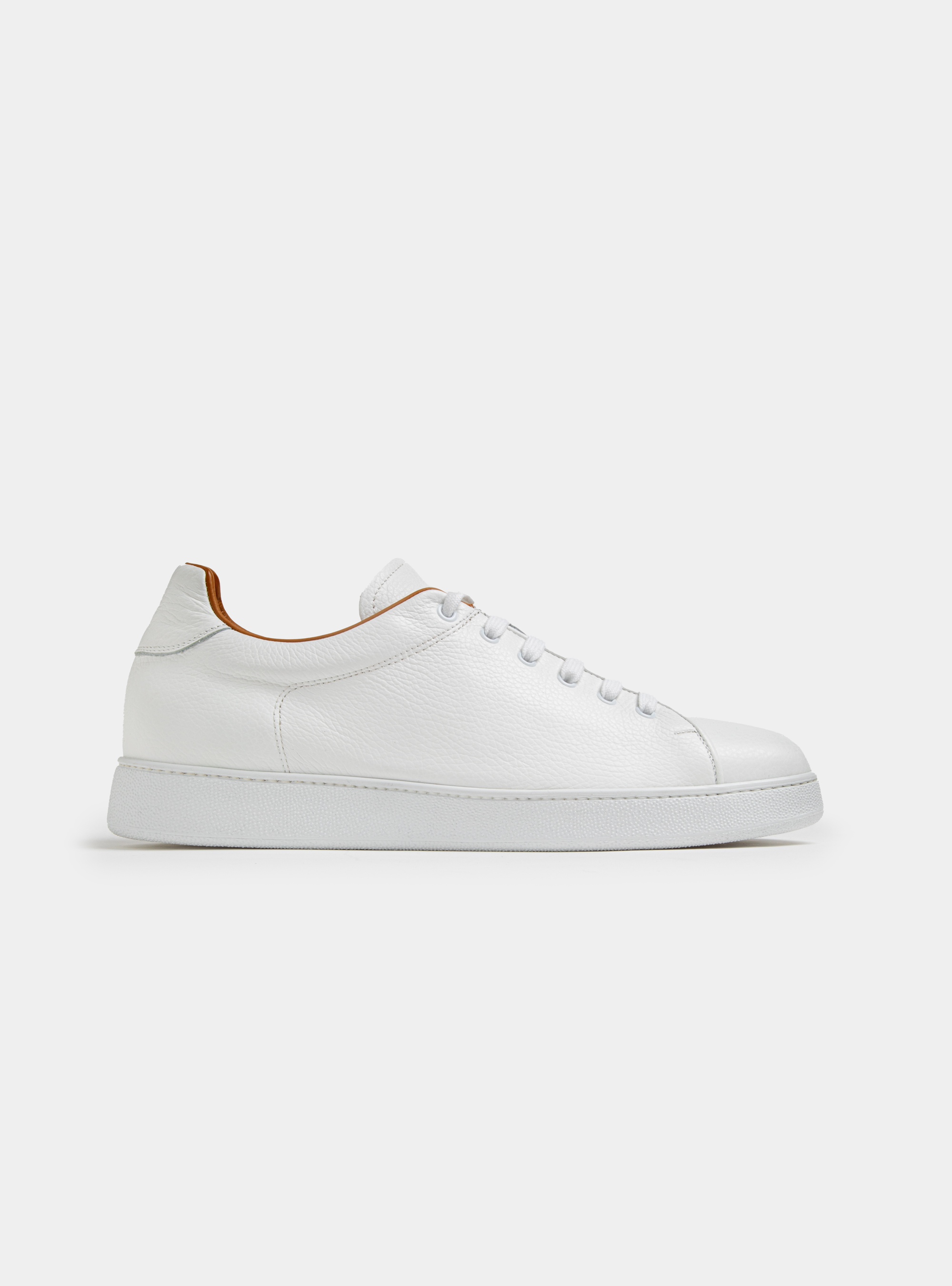 White grained leather sneakers