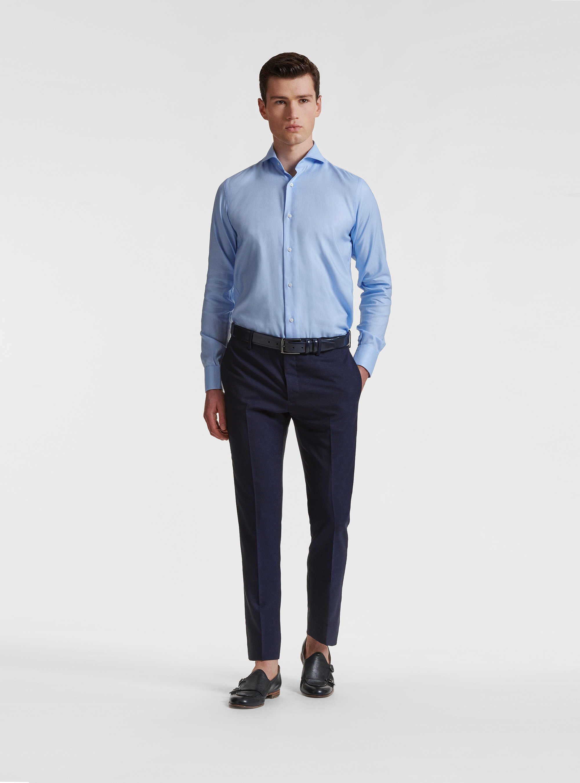 Pantaloni per abito drop 4 in pura lana Vitale Barberis Canonico, BLU NAVY