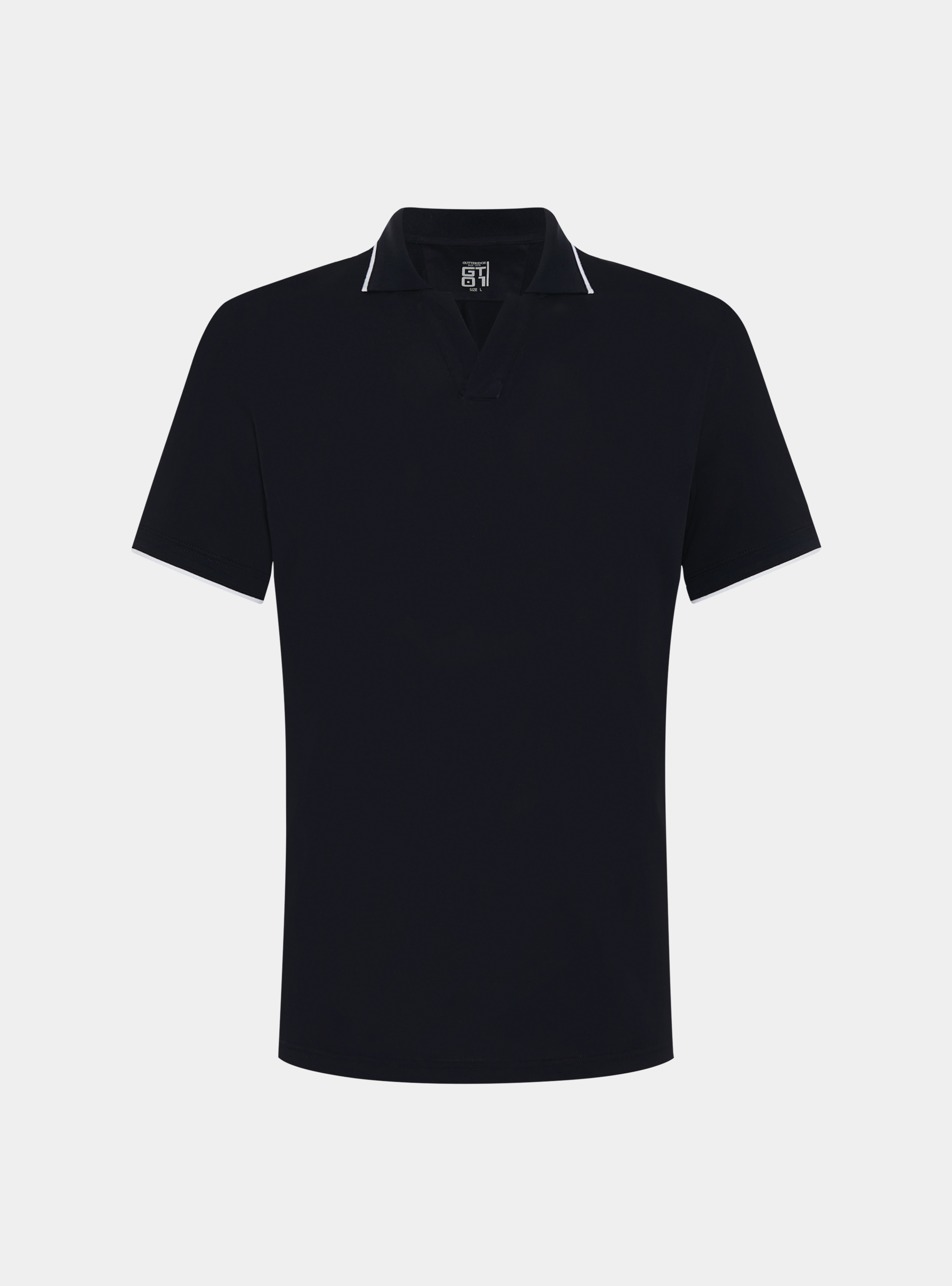 Polo GT01 senza bottoni in piquet stretch, BLU NAVY