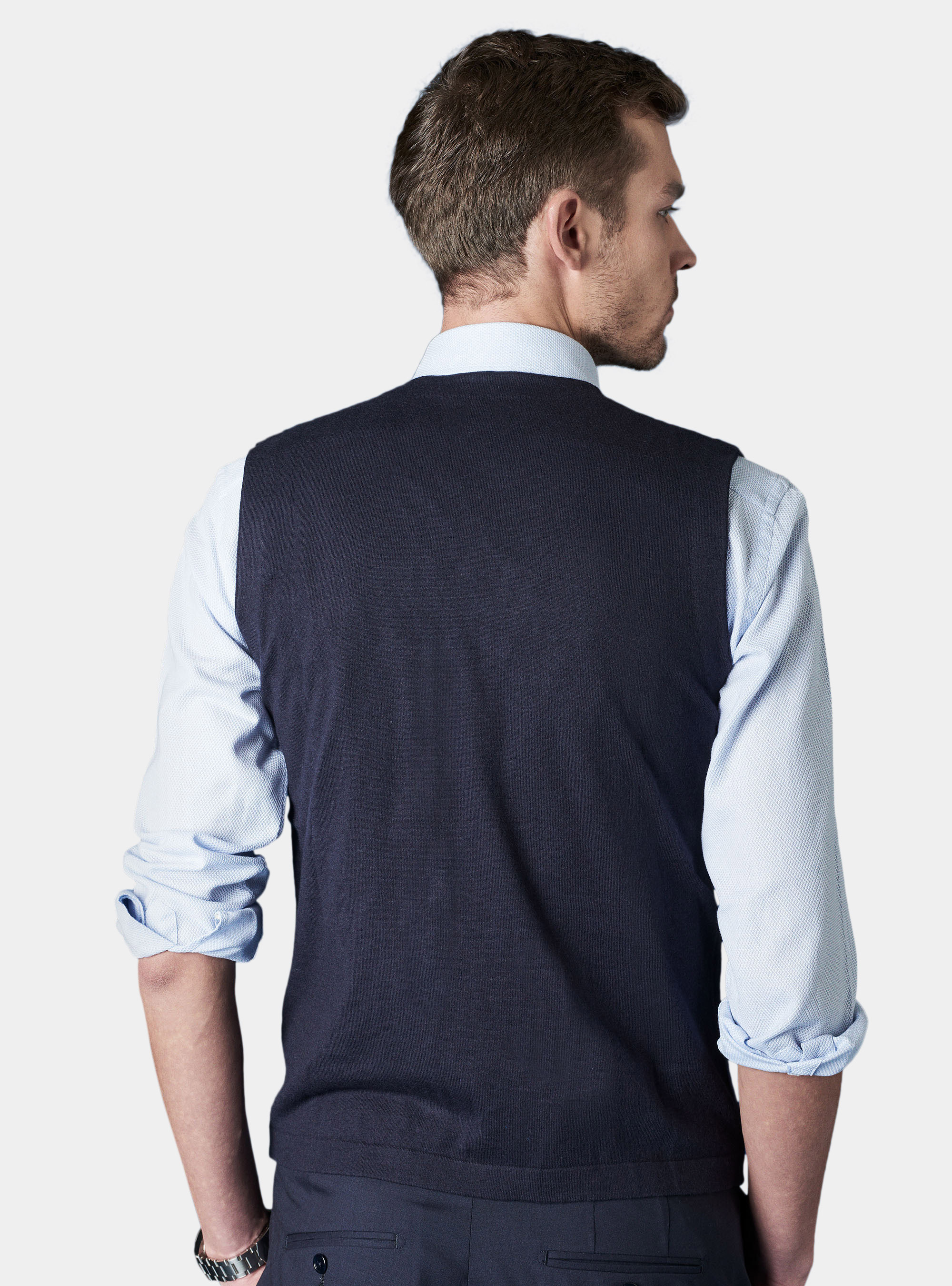 Cotton silk and cashmere double - breasted vest Cotton silk and cashmere double - breasted vest