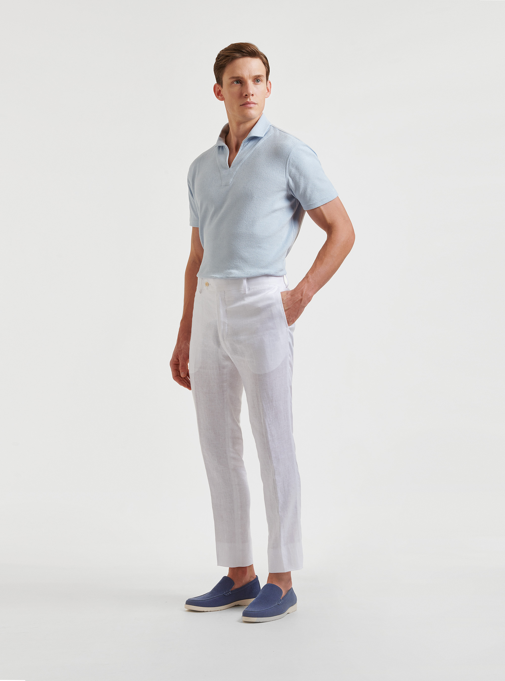 Pantaloni per abito in puro lino, BIANCO