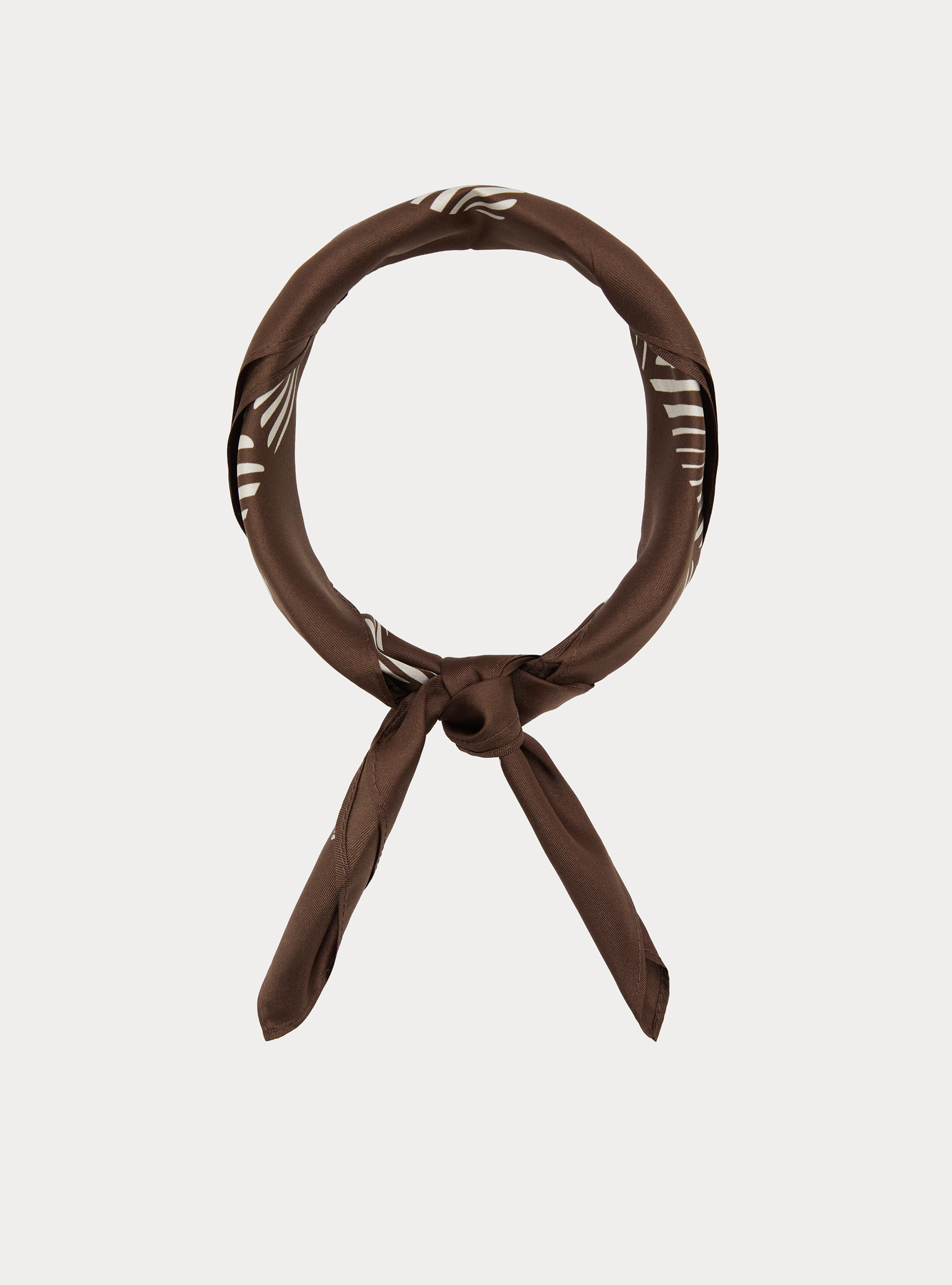 Foulard stampato in seta fantasia, BROWN