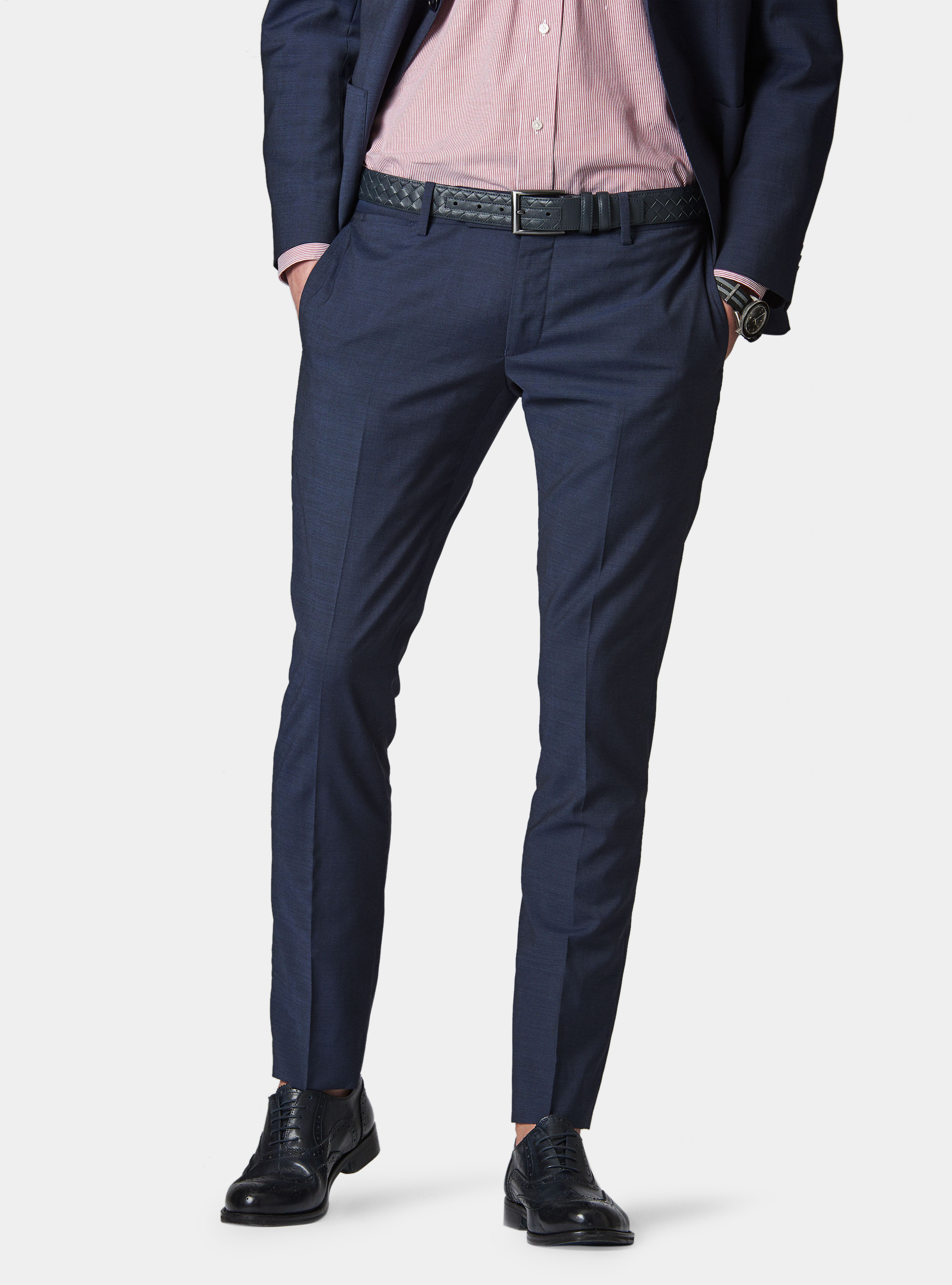 Super wool 100 micro texture suit trousers | Gutteridge