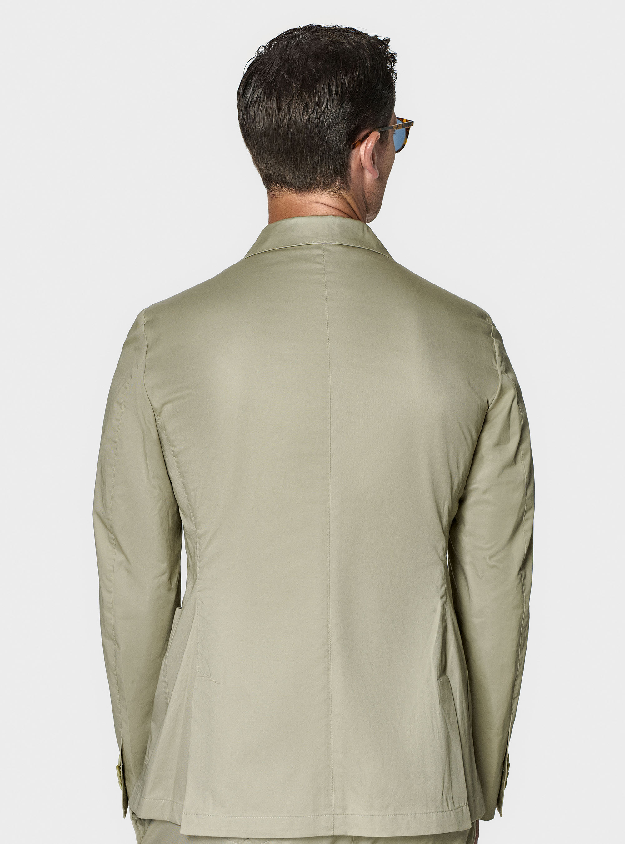 Giacca doppiopetto in cotone popeline, ECRU