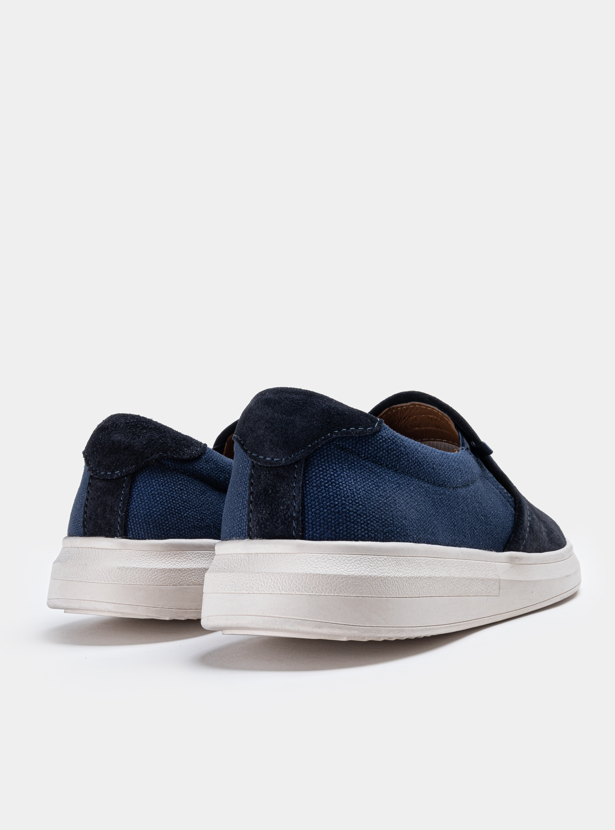 Slip-on in canvas e suede, BLU NAVY