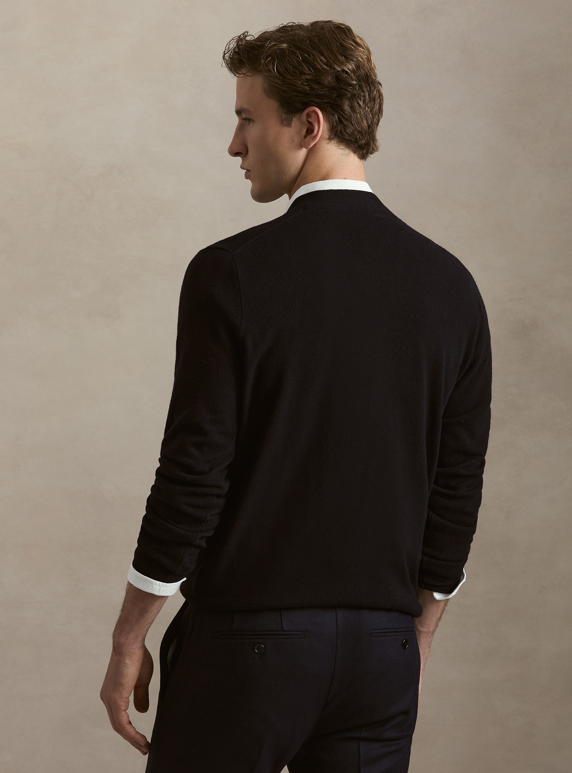 Cardigan in maglia con bottoni lambswool cashmere, BLU NAVY