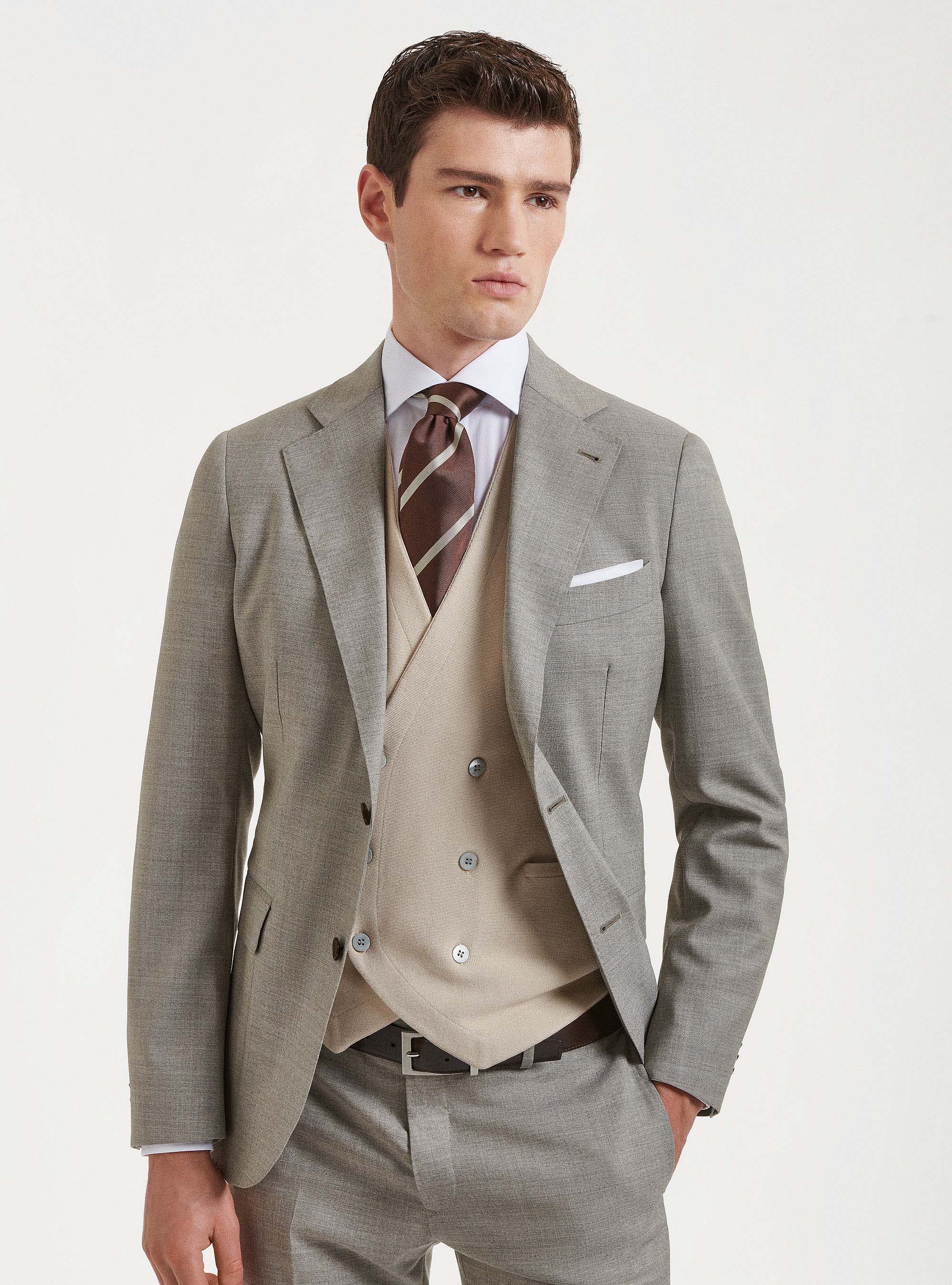 Gutteridge - Giacca per abito in pura lana Vitale Barberis Canonico, Unisex, Ecru, Taglia: 44