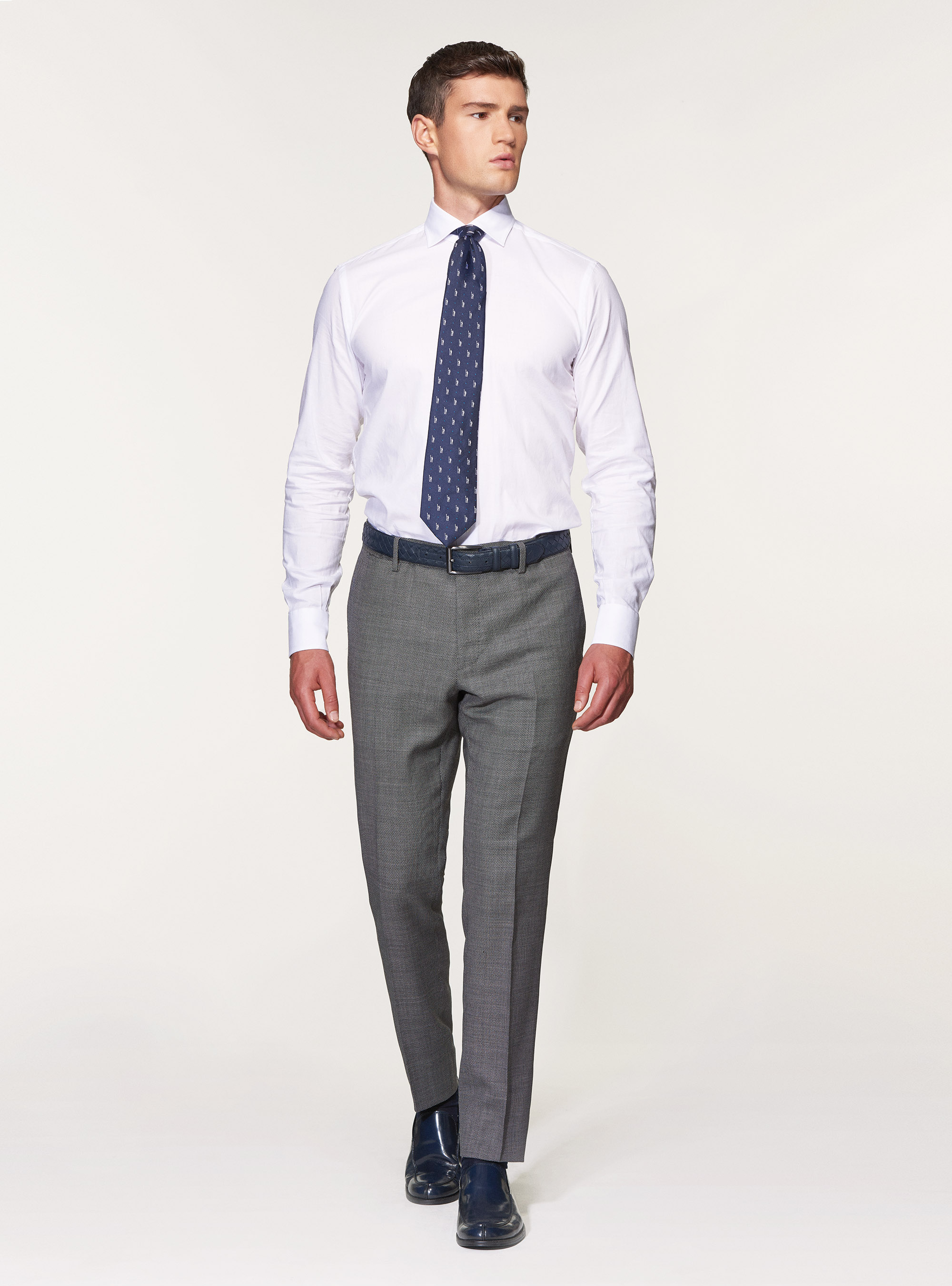 Pure wool partridge eye suit trousers, ASPHALT GREY