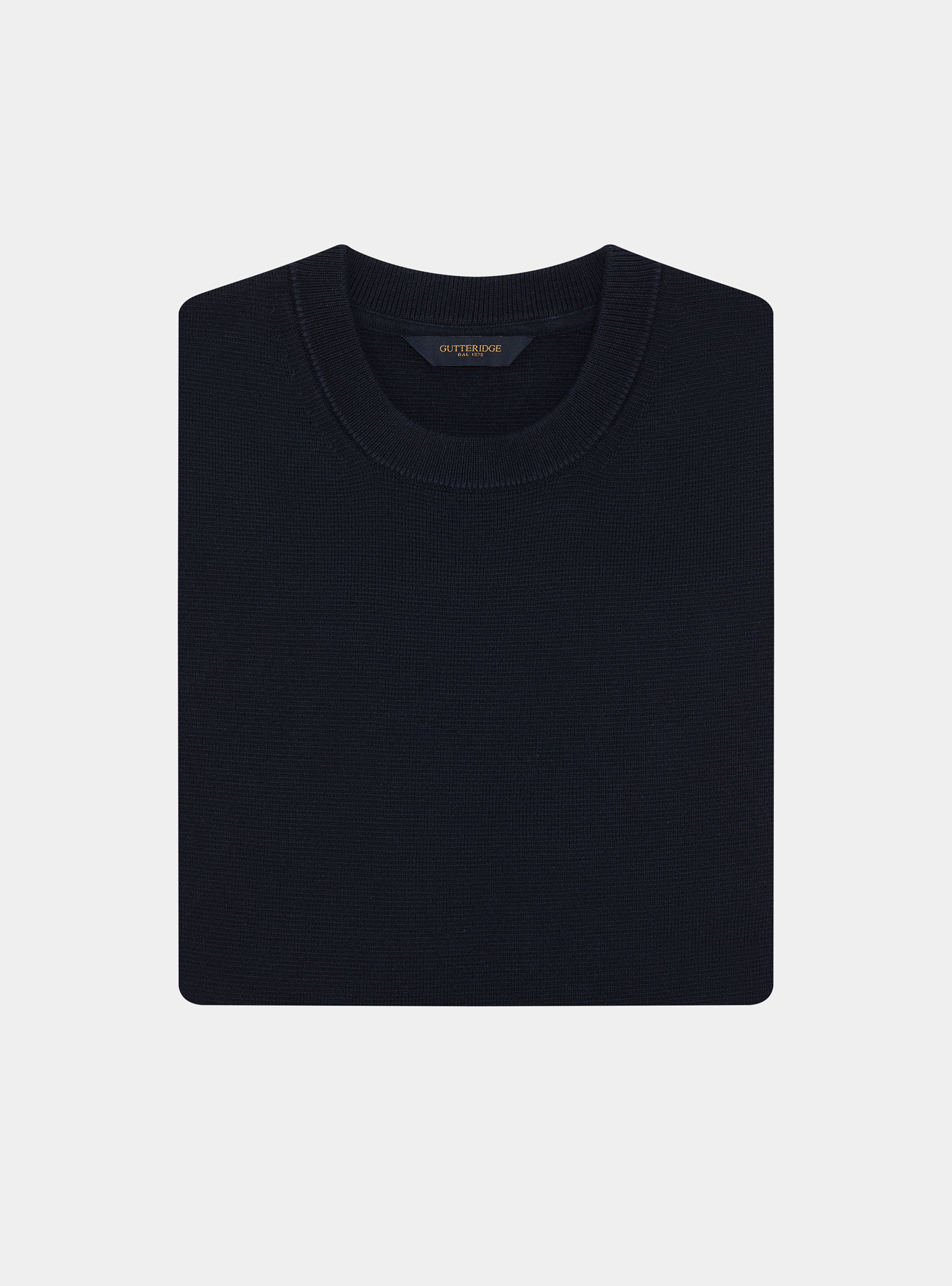 Cotton blend crew neck sweater, NAVY BLUE