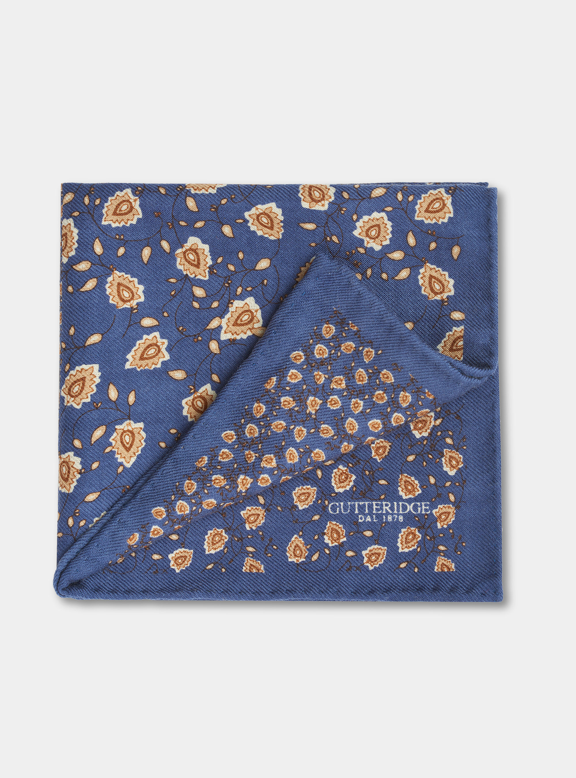 Pochette in lana stampa a fiori, BLU