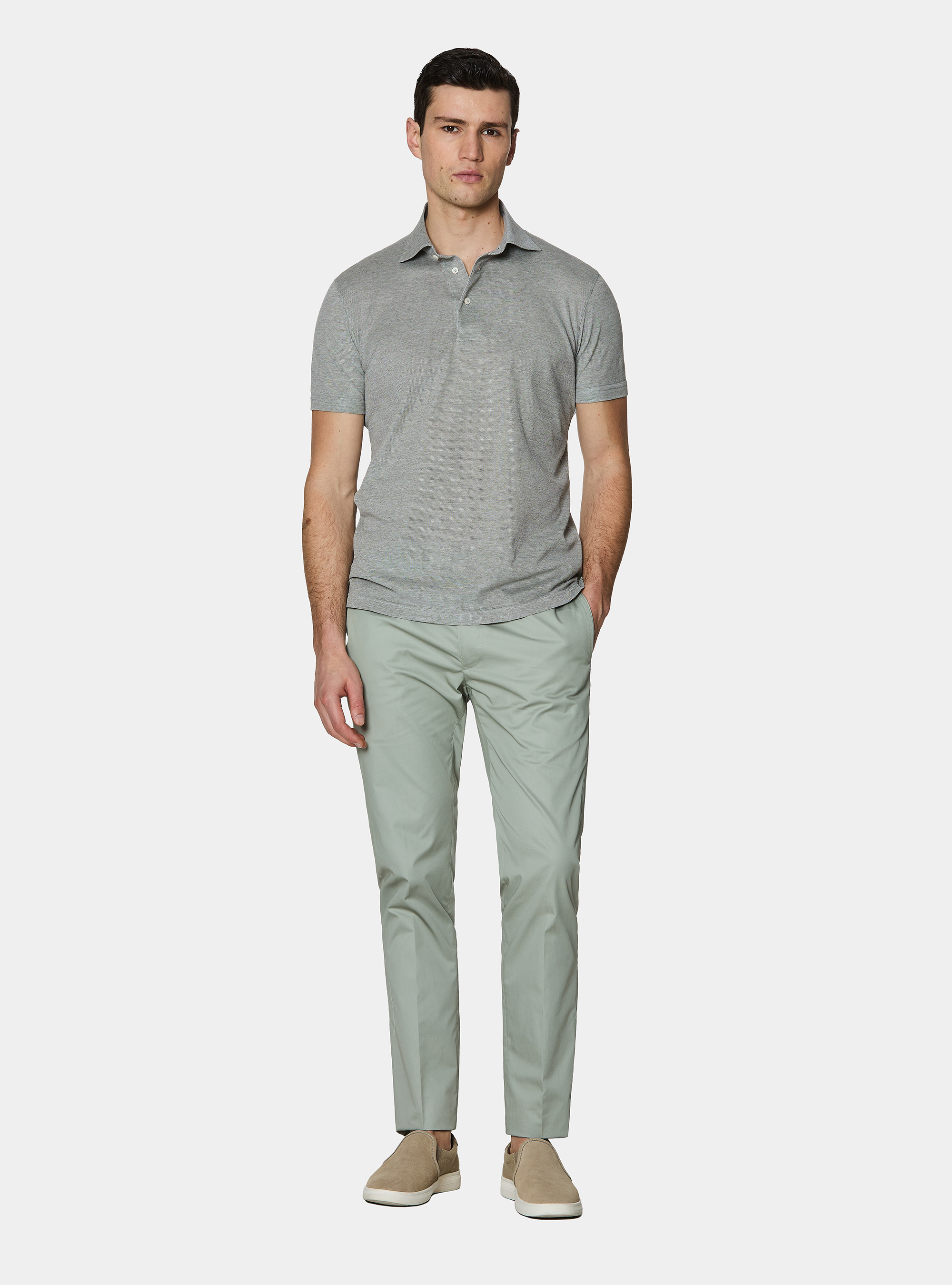 GT01 stretch pique polo shirt, VERDE SALVIA 0604C