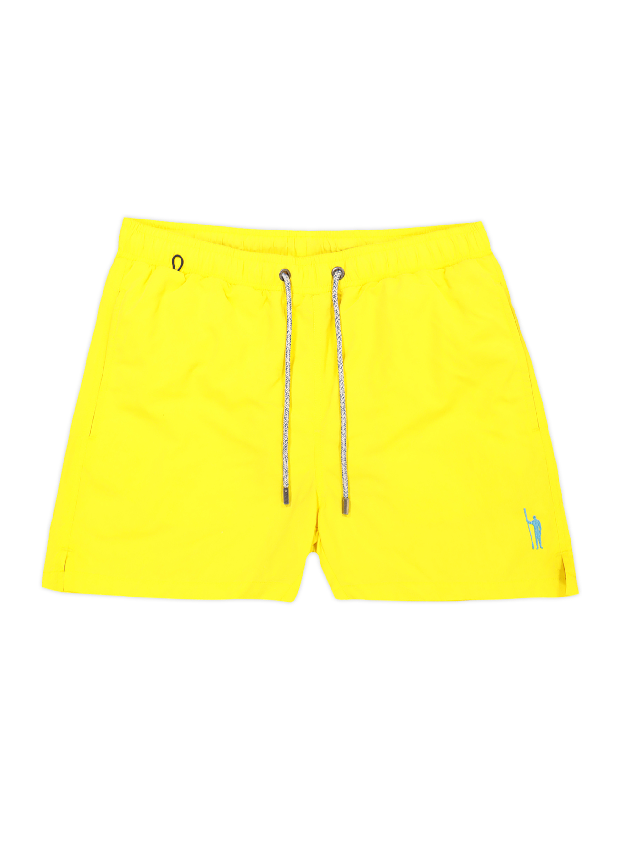 Basic plain colour swimsuit with embroidery, YELLOW