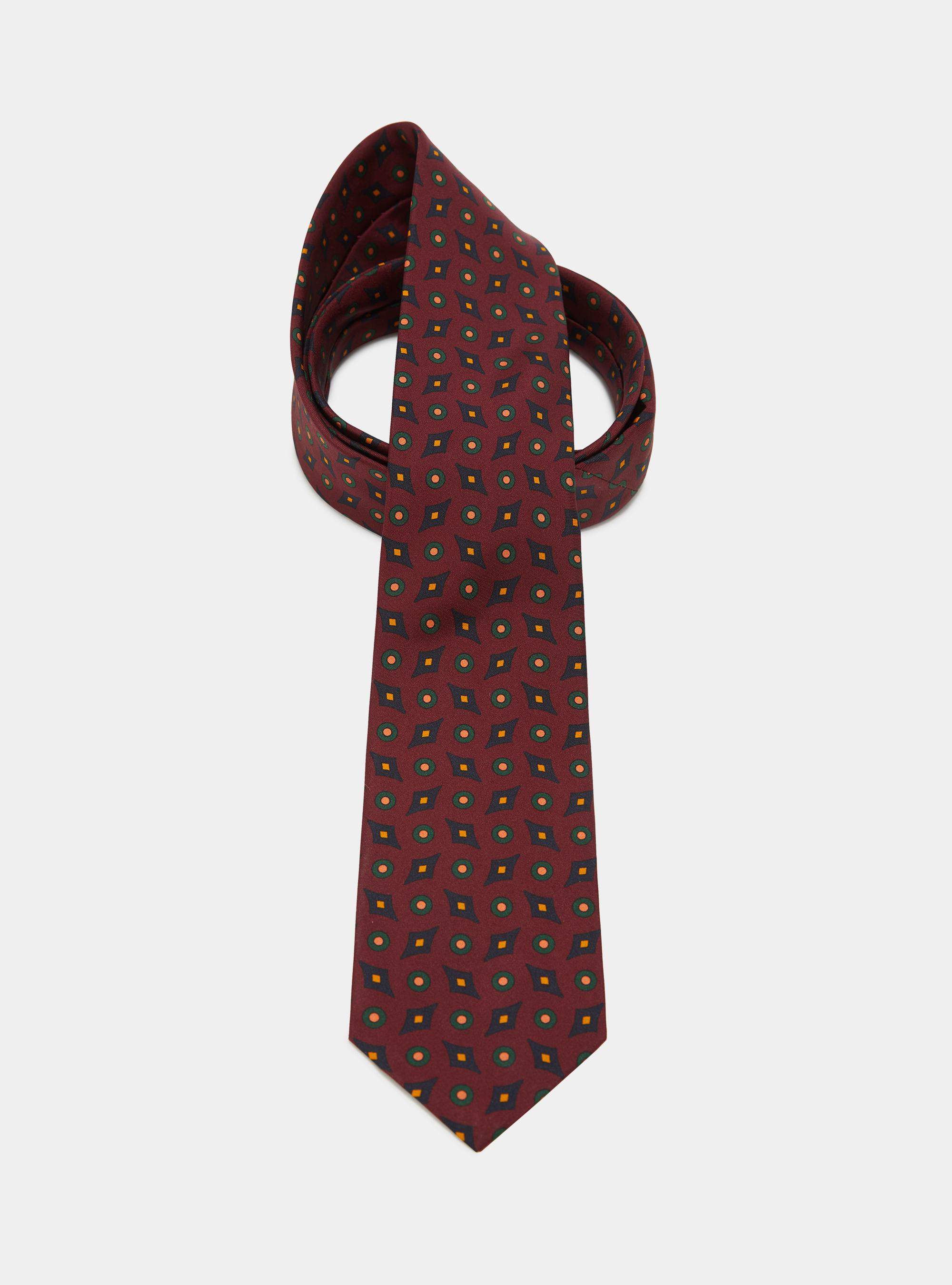 Patterned silk tie, BORDEAUX