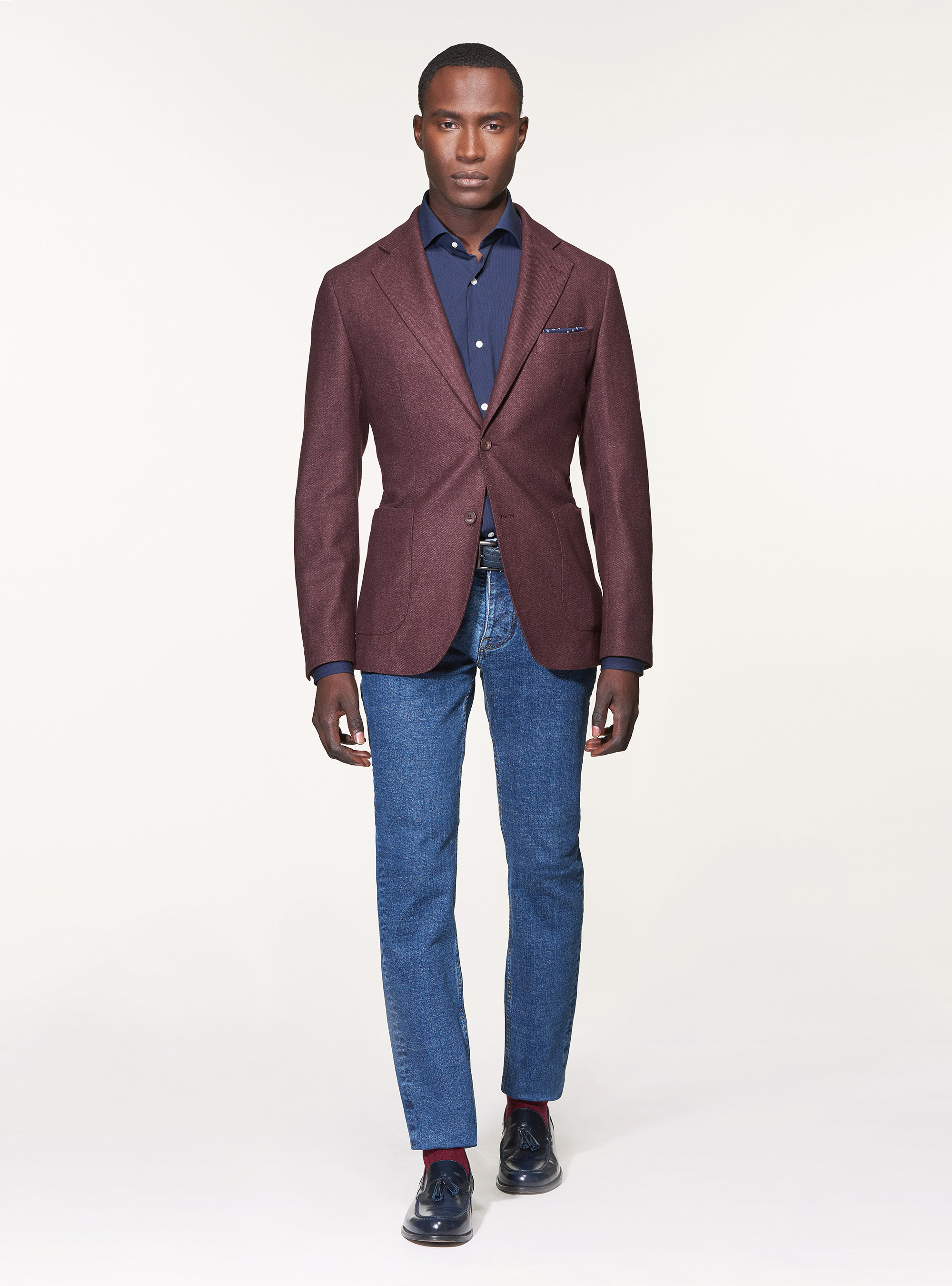 Giacca in flanella di misto lana, BORDEAUX