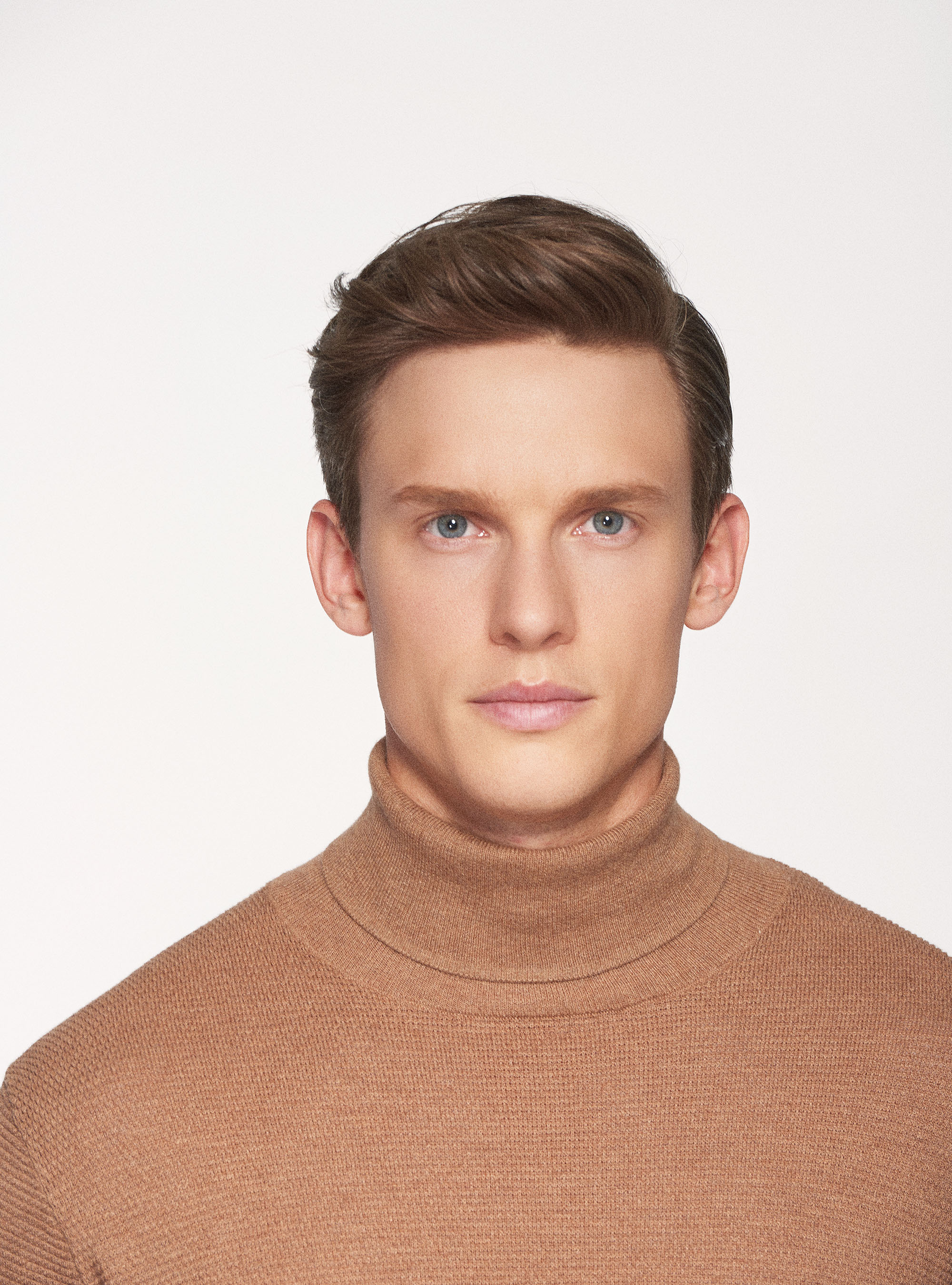 Dolcevita in cotone cashmere punto riso, TORTORA 0542C