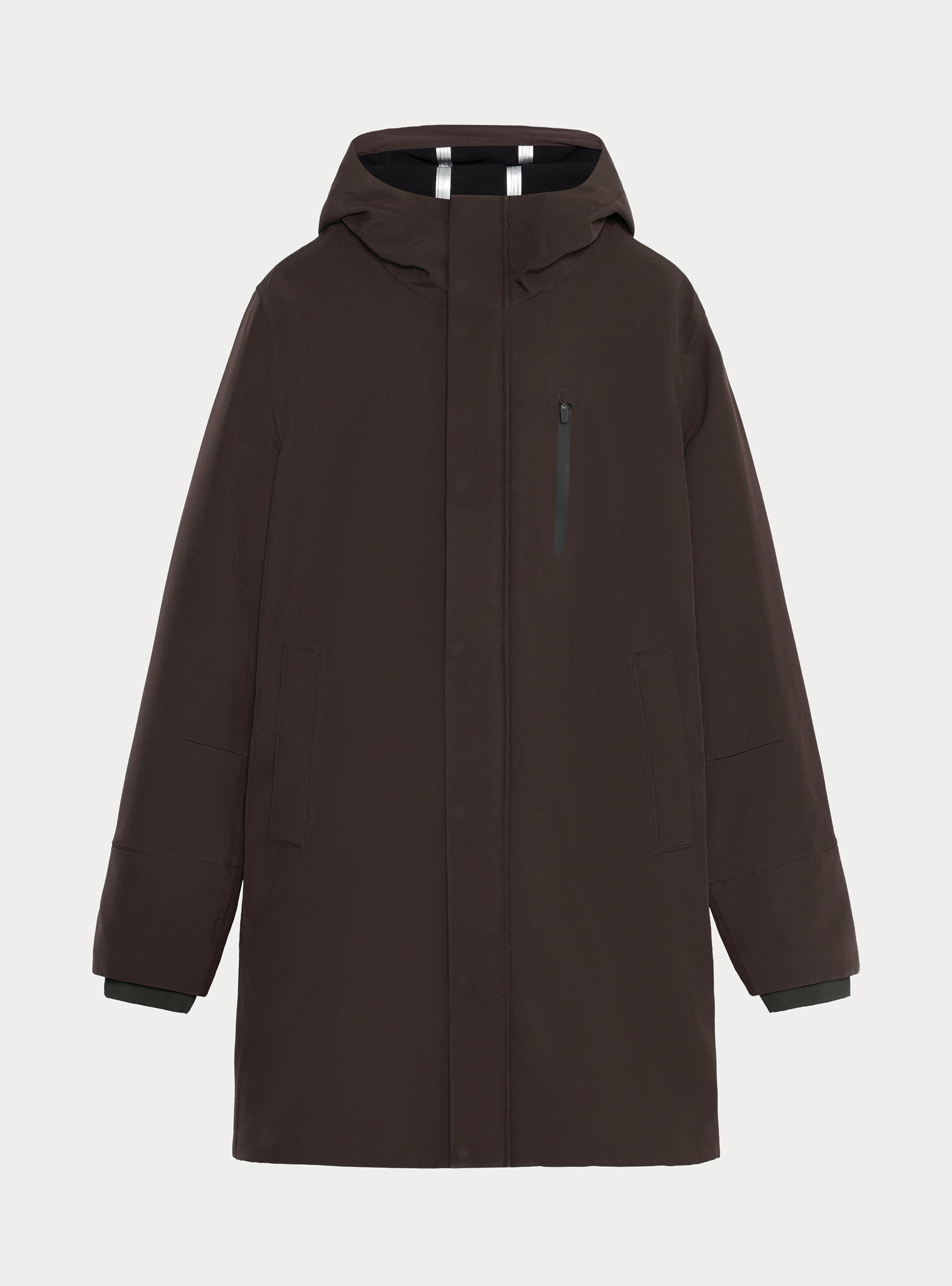 Long technical jacket with a hood, MARRONE 0508C