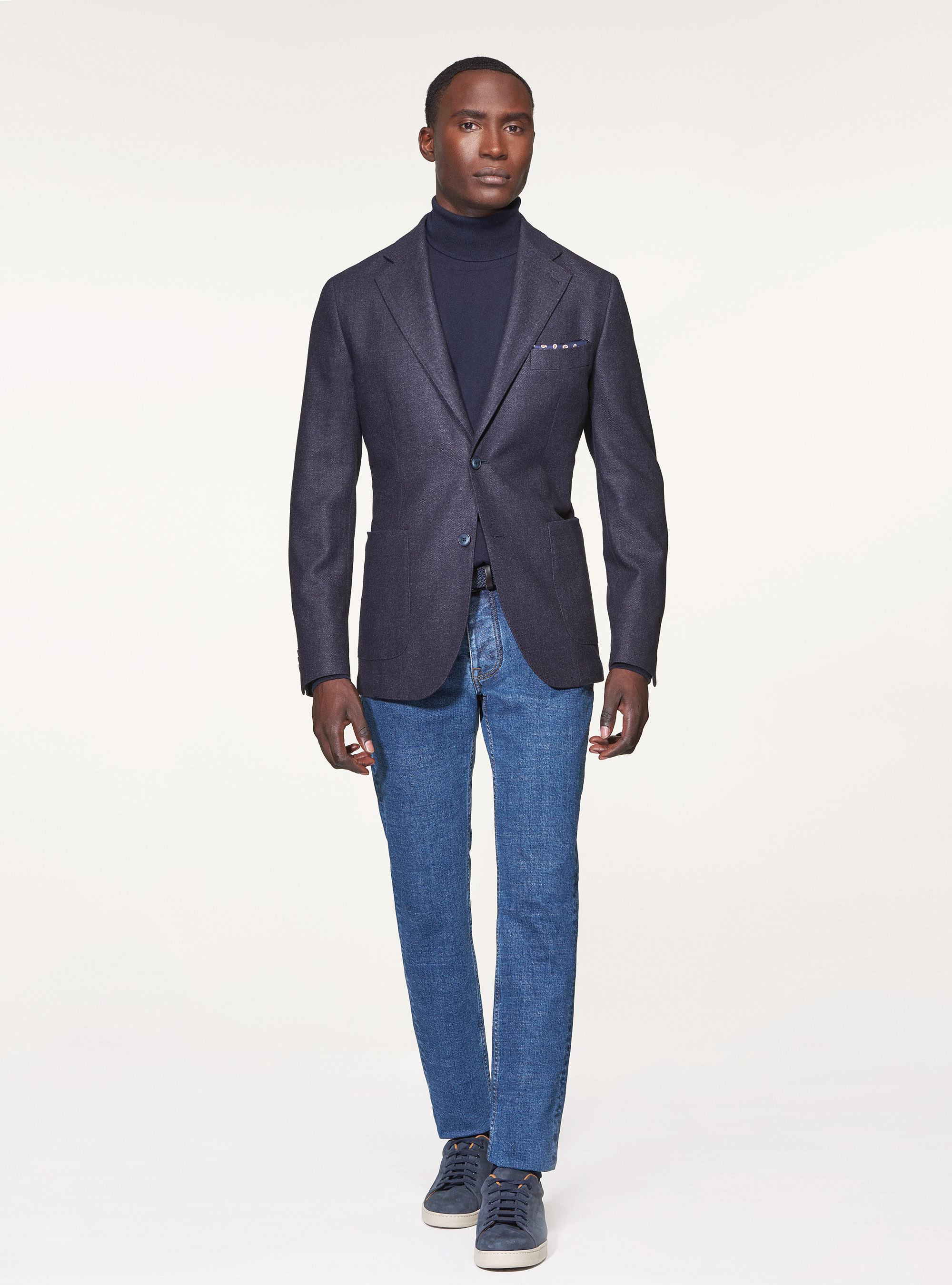 Giacca in flanella di misto lana, BLU NAVY