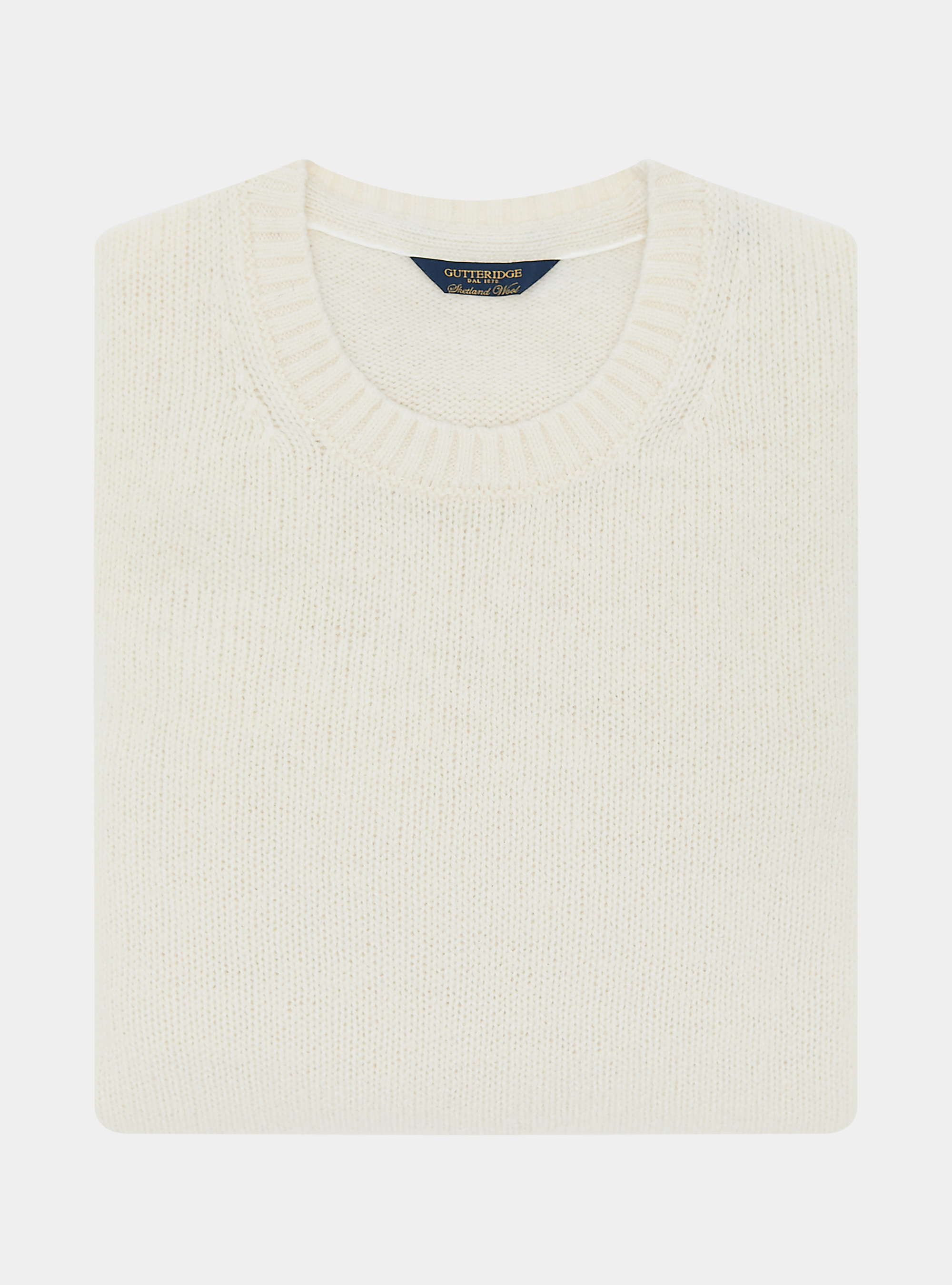 Shetland wool crew-neck sweater, WHITE