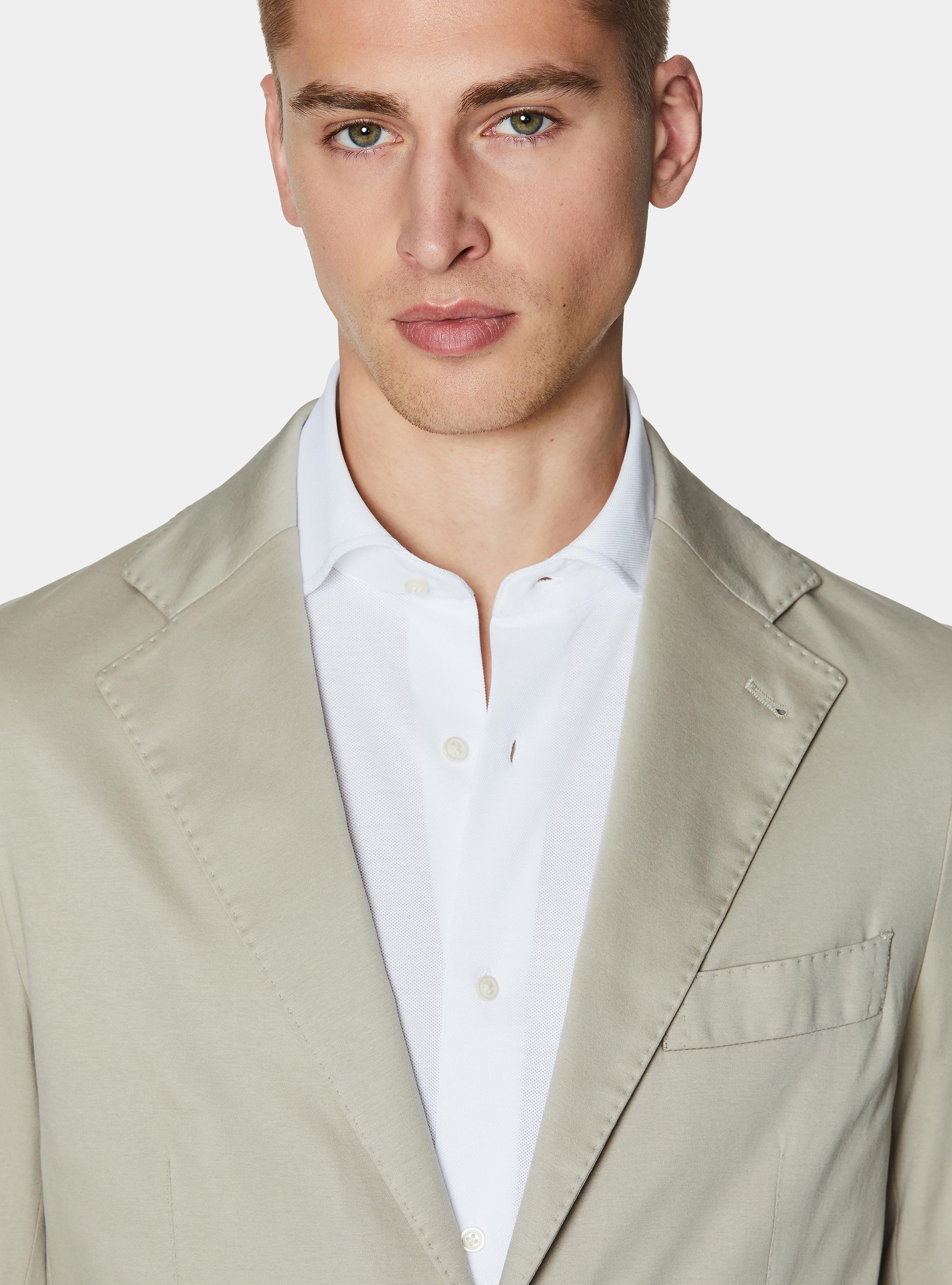 Technical cotton jersey blazer, ECRU