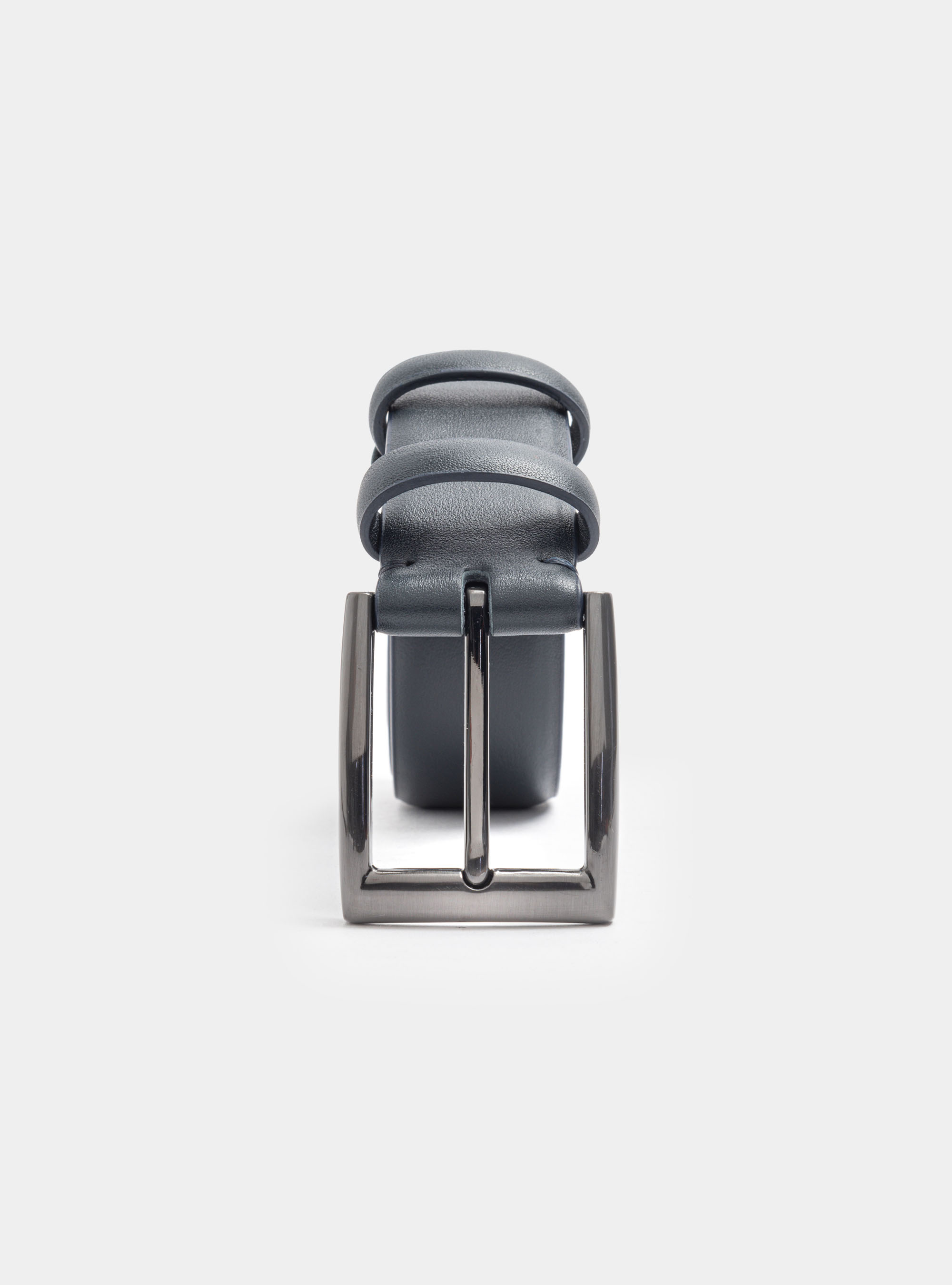 Solid-coloured leather belt, NAVY BLUE