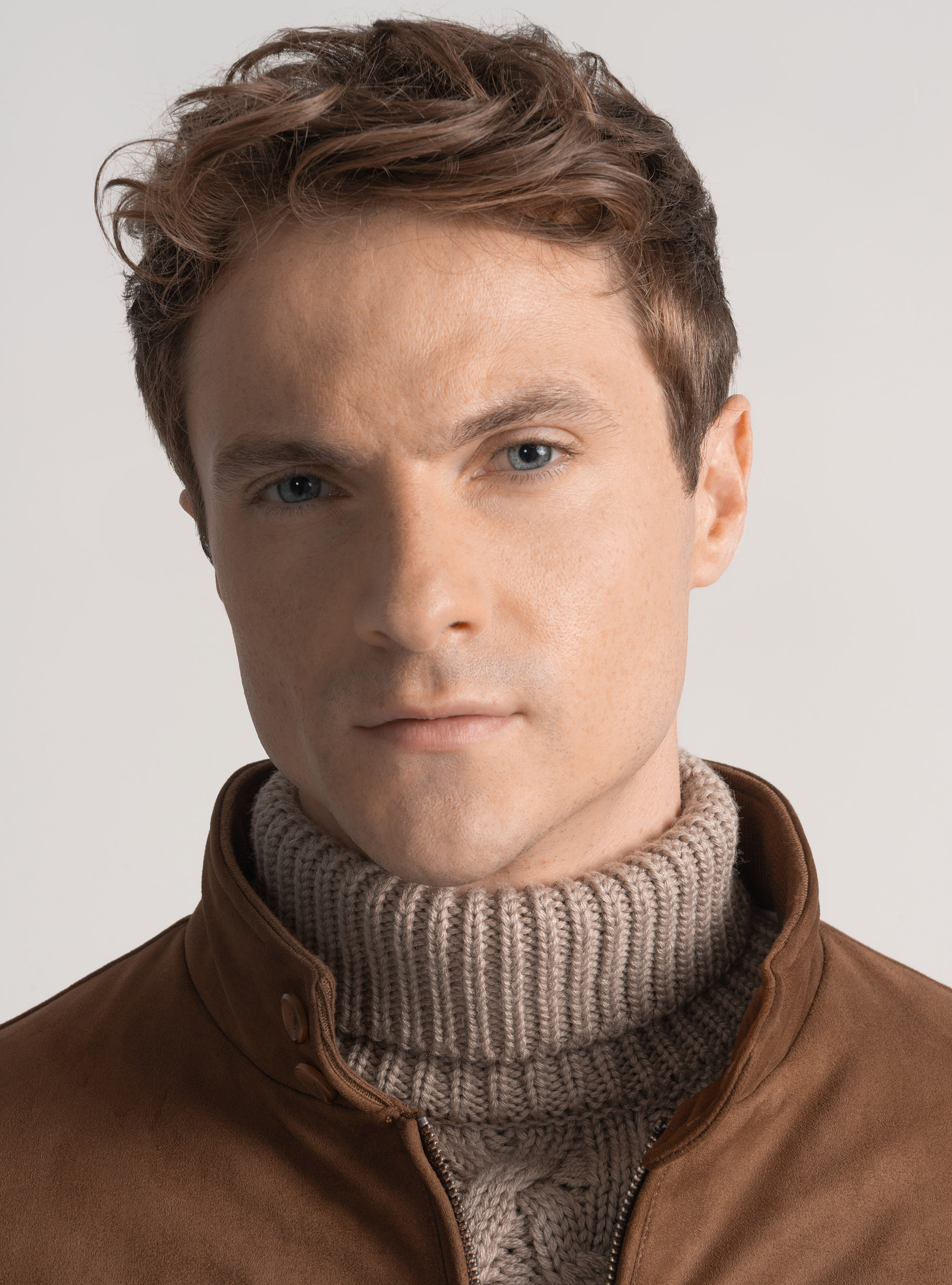 Padded suede-effect bomber jacket, BROWN