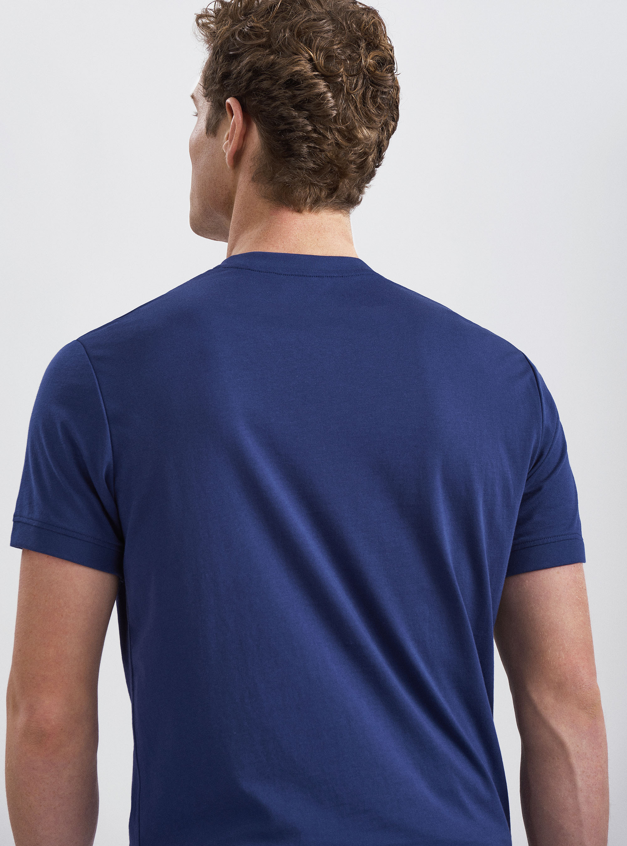 Camiseta Serafino en 100% algodón jersey supima, AZUL MEDIO