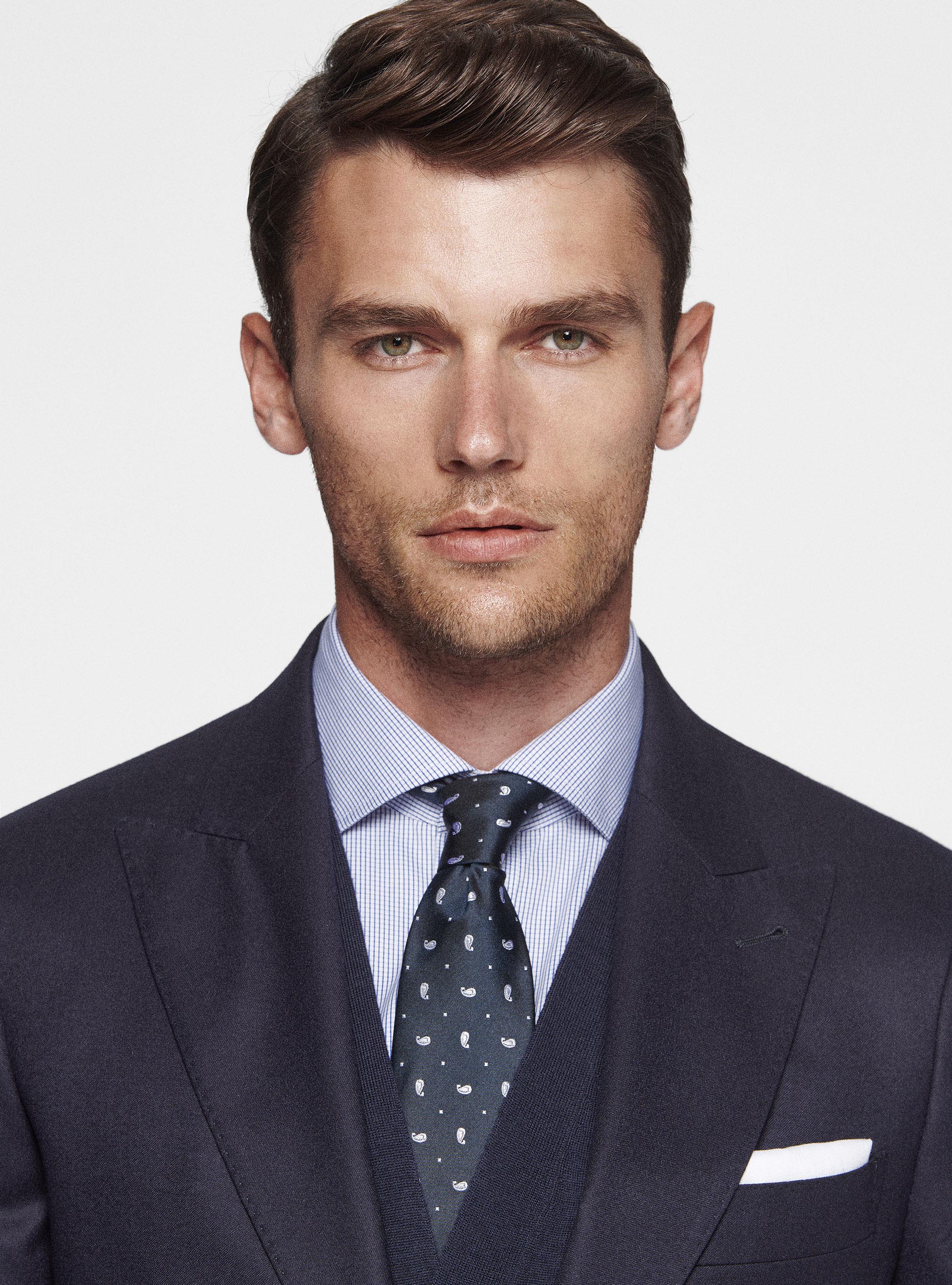 Giacca petto a lancia in flanella, BLU NAVY