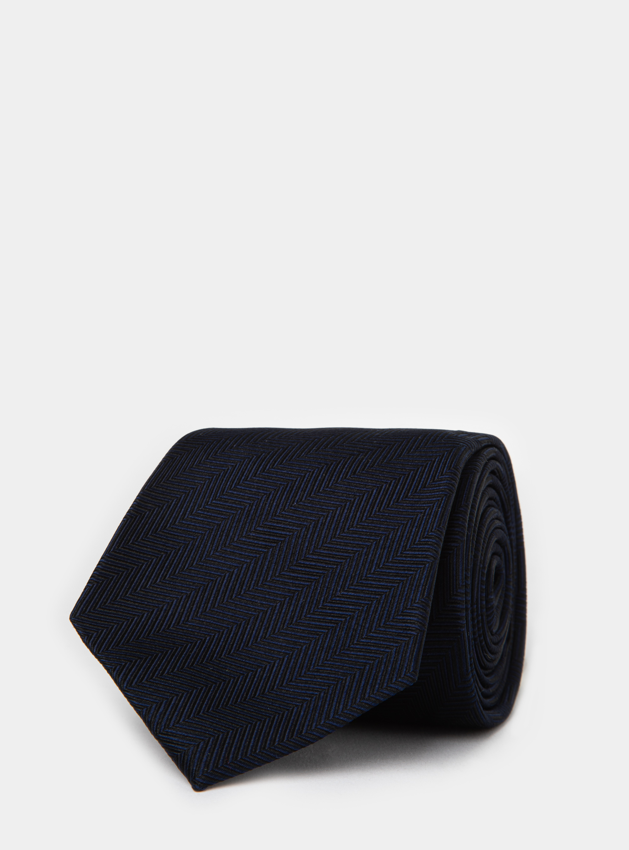 Cravatta in seta herringbone, BLU NAVY