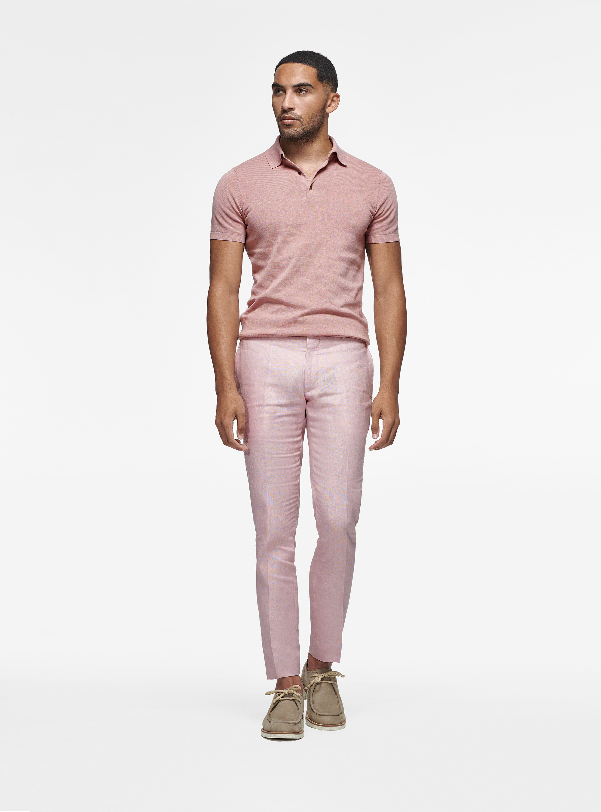 Pantaloni in puro lino, 0441C ROSA SCURO