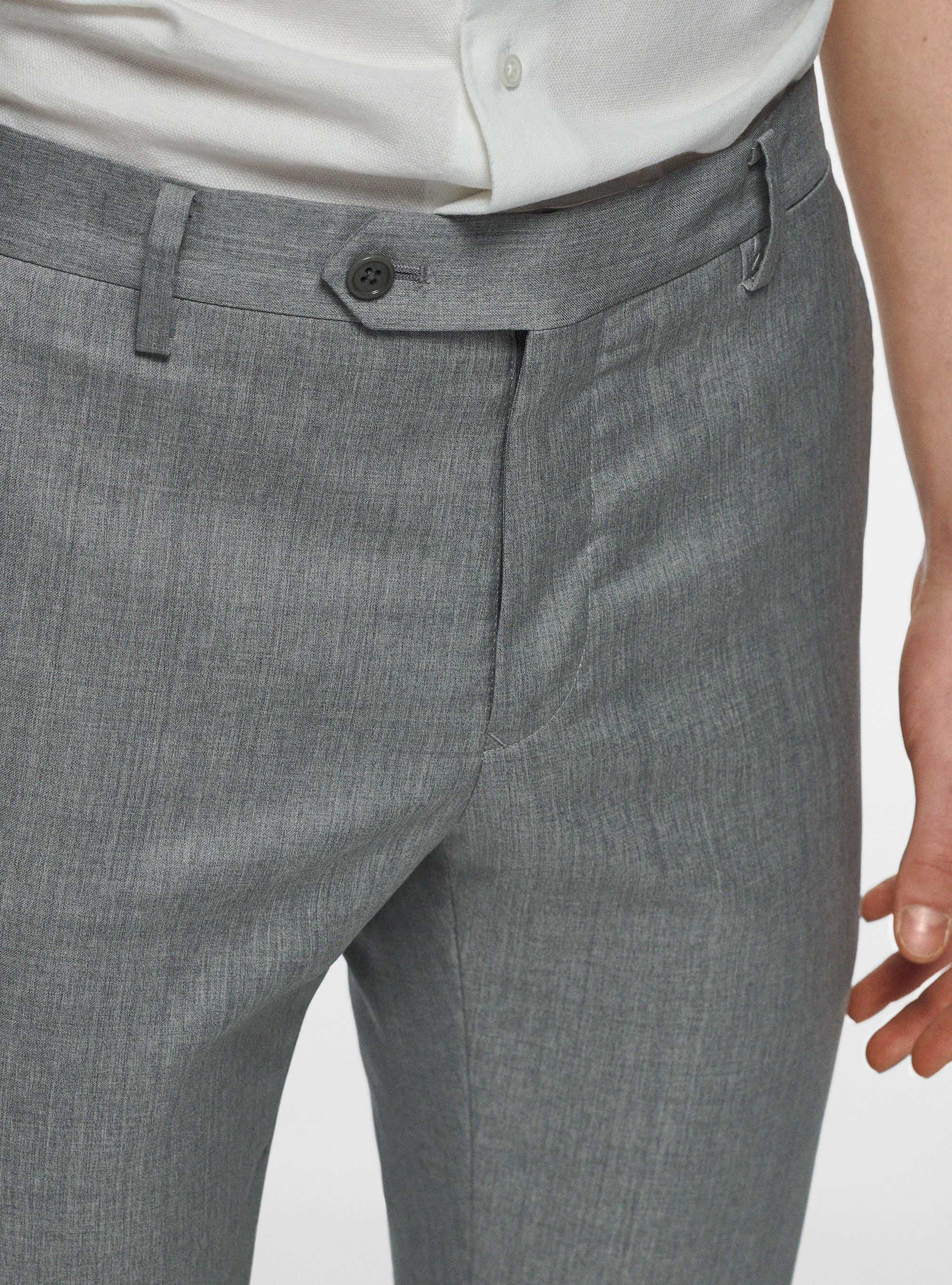 Trousers in pure 110's superfine wool, LIGHT GREY MELANGE
