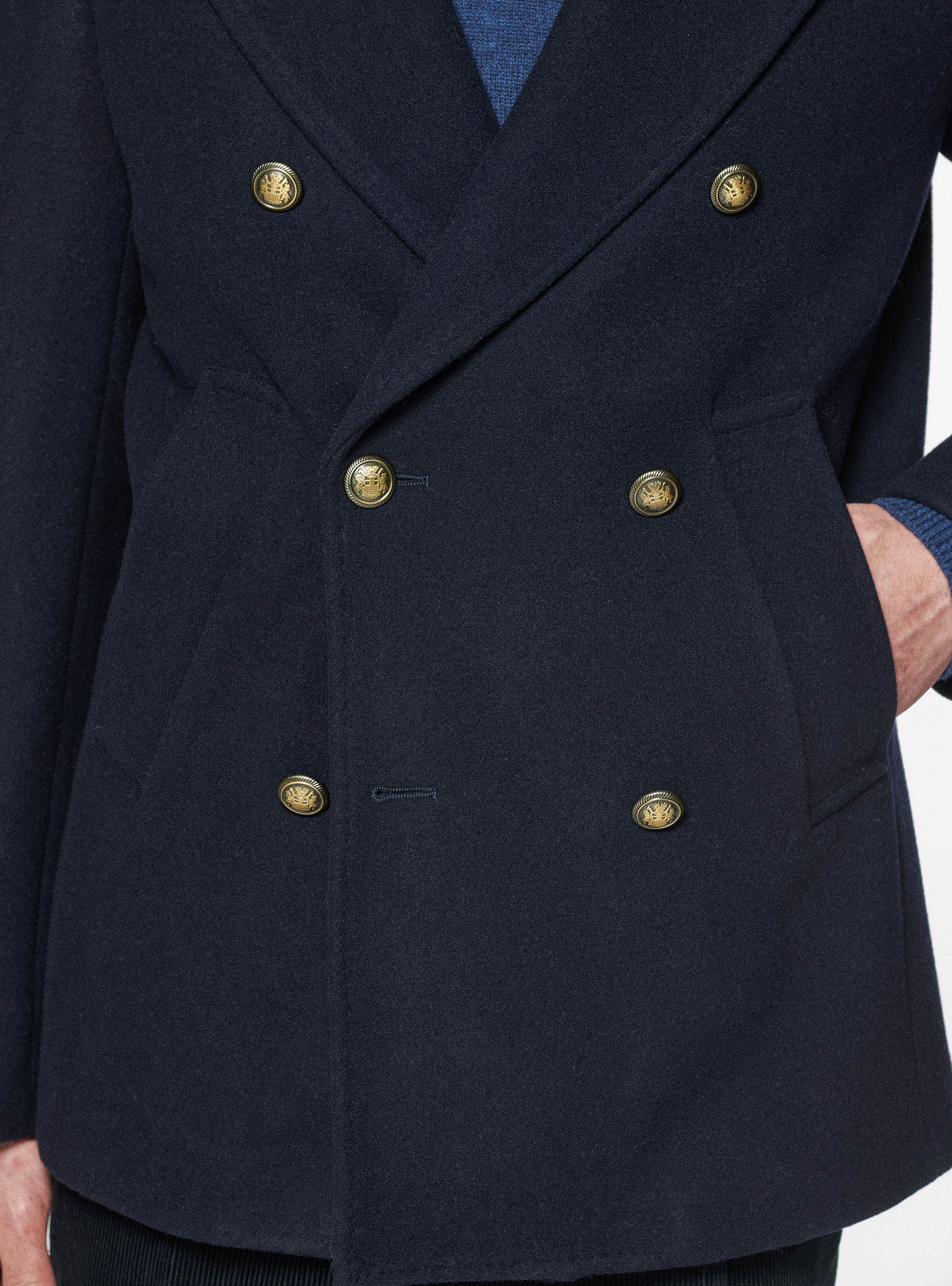 Peacoat in misto lana, BLU NAVY