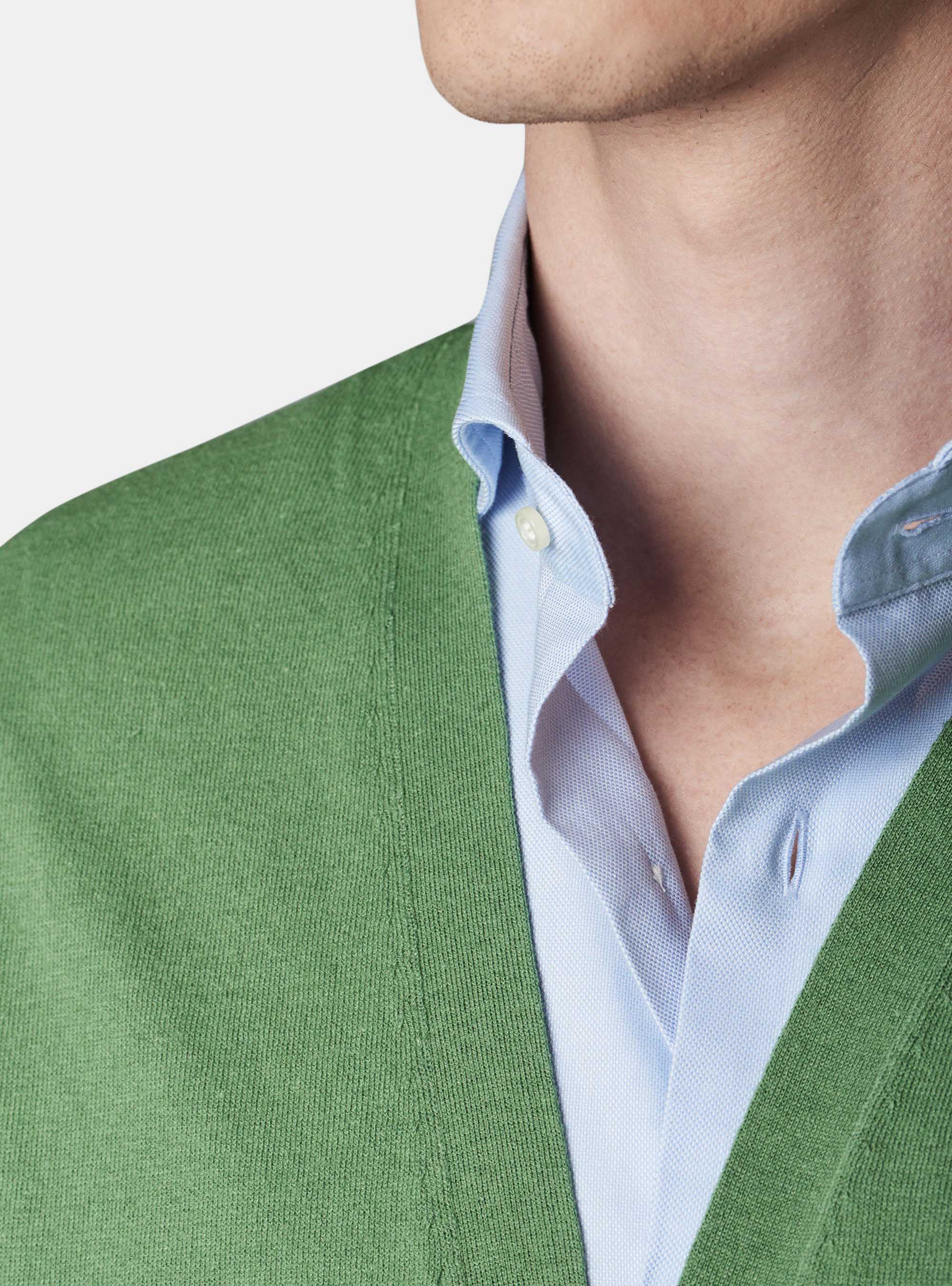 Gilet in maglia in cotone e lino, VERDE