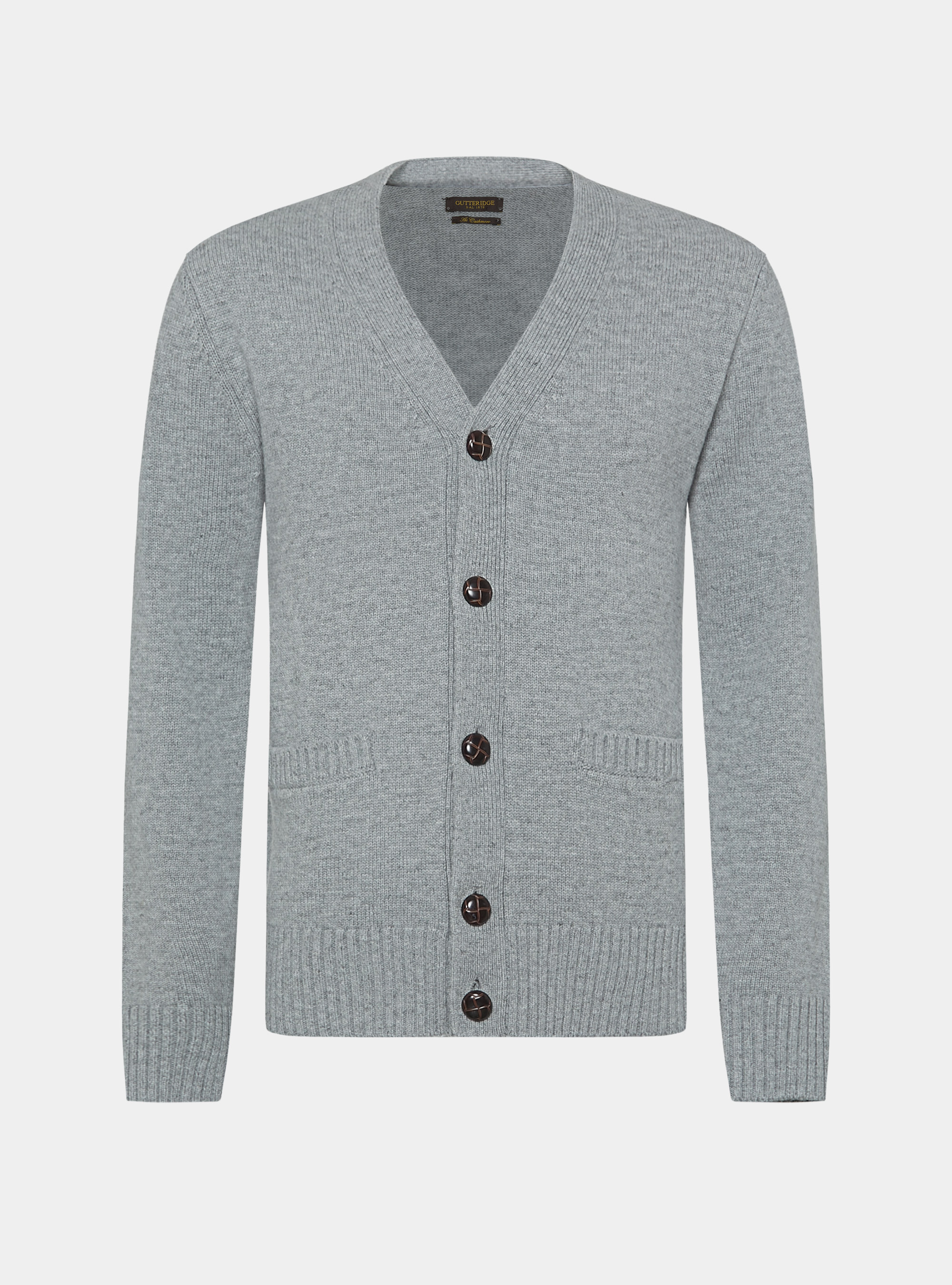 Cardigan in maglia in lambswool, GRIGIO MELANGE 0151C